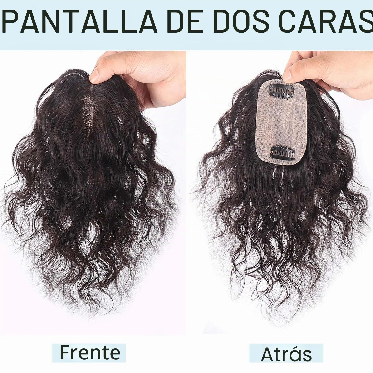 Topper de cabello humano, 25 cm, base de seda, ondulado, para mujeres con cabello que se adelgaza, extensión de cabello con clip con cuero cabelludo realista, 7 x 10 cm, cobertura pequeña de