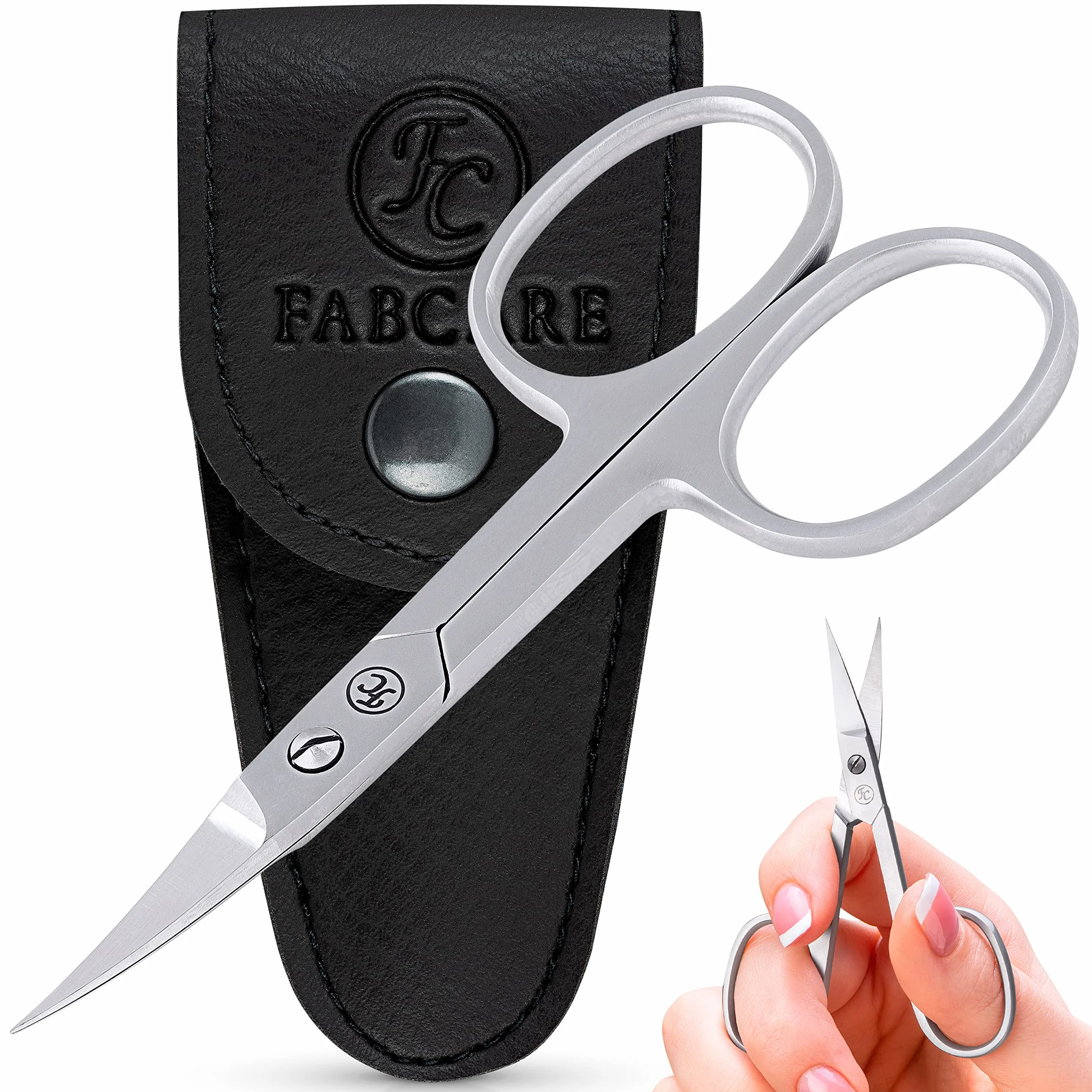FABCARE Tijeras profesionales para uñas microdentado filo curvo extra afilado corte limpio y seguro