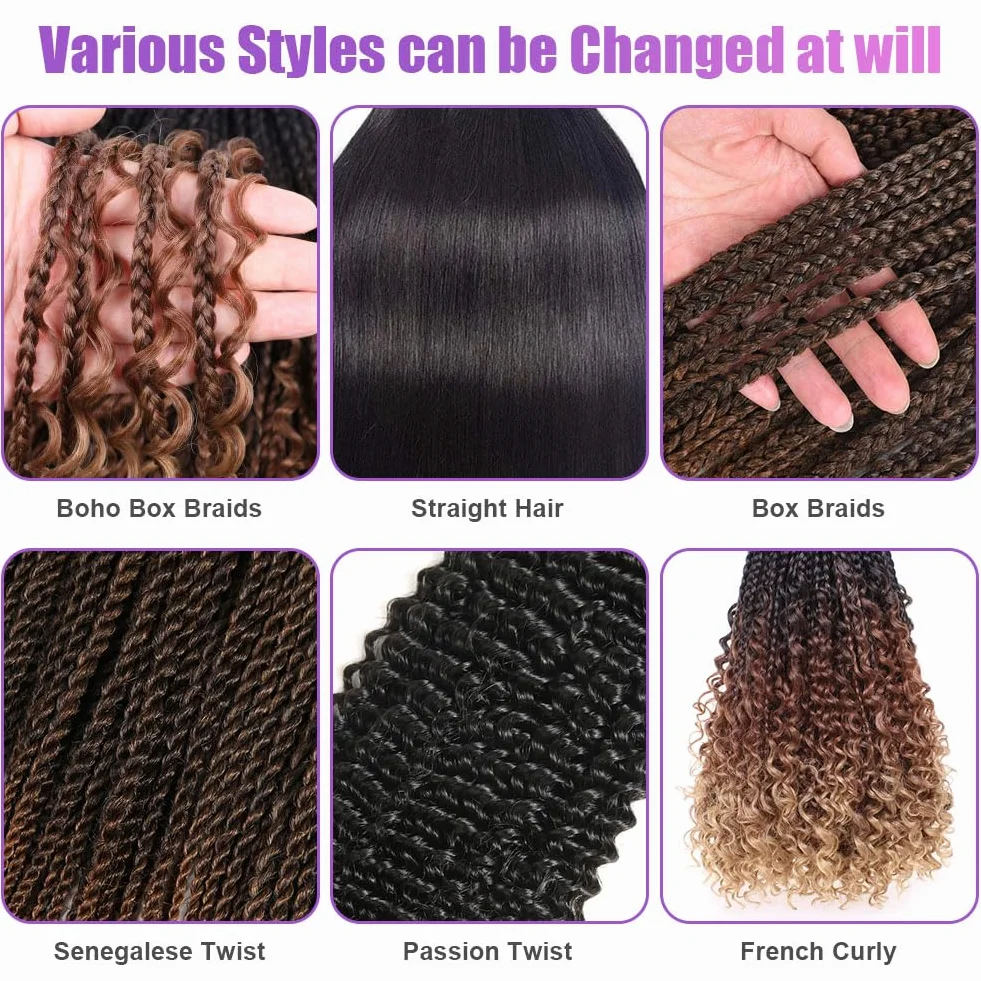 Aomig Extensiones para Trenzas, 2 * 25" Pelo Sintético Trenzas Africanas, Braiding Twist Crochet Hair Postizas, Marrón Ocre