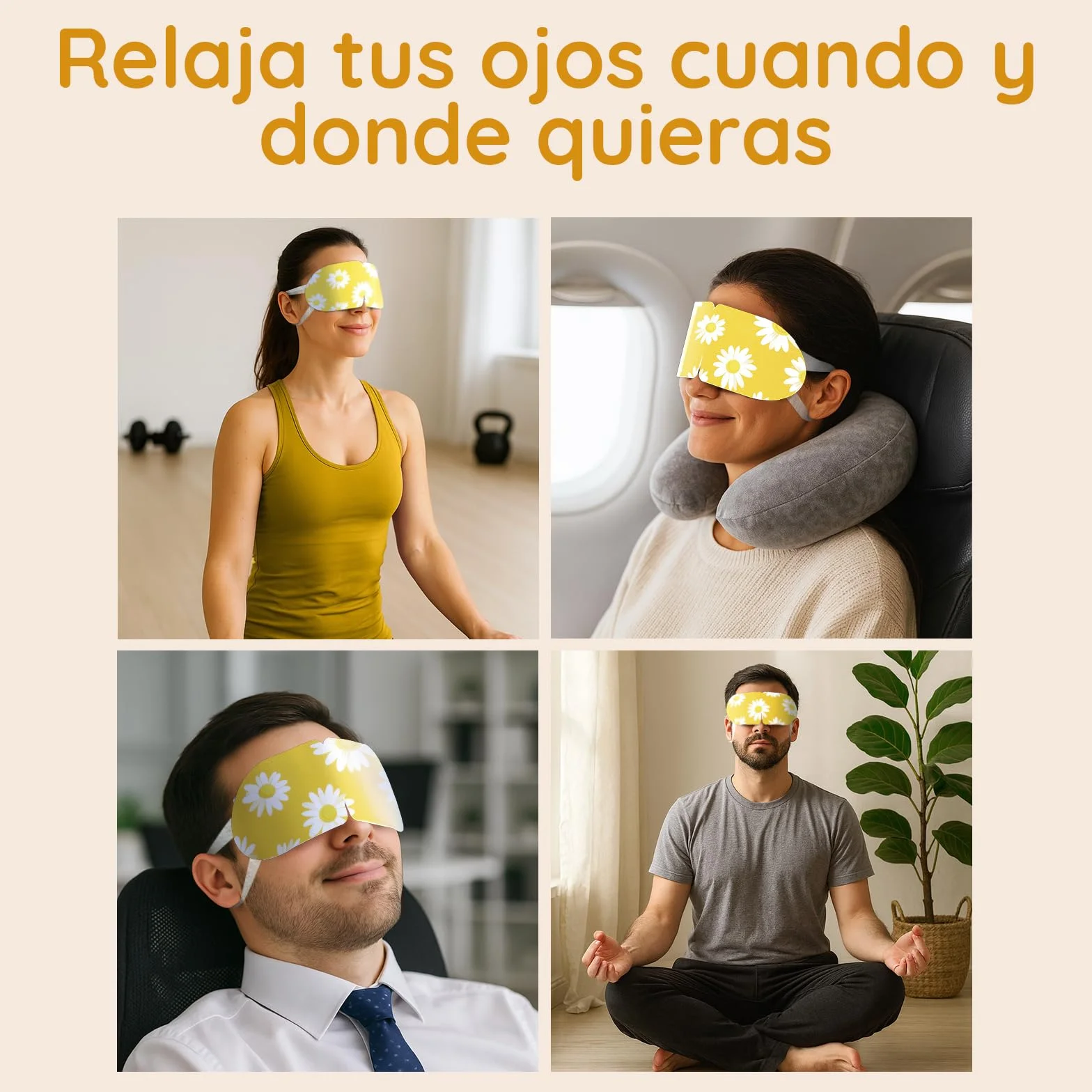 Pack de 16 Antifaz Ojos Secos con Manzanilla, Máscara Caliente Vapor para Bolsas Fatiga Blefaritis, Desechable Auto-Calefactable para Dormir Viajar