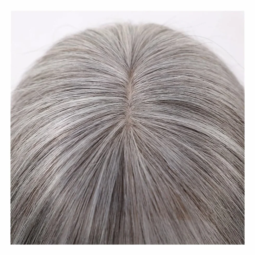 Postizos de cabello humano for mujer, extensiones de flequillo medio con cobertura 3D de 360°. Adorno de pelo para mujer(Brown mix dark blonde)