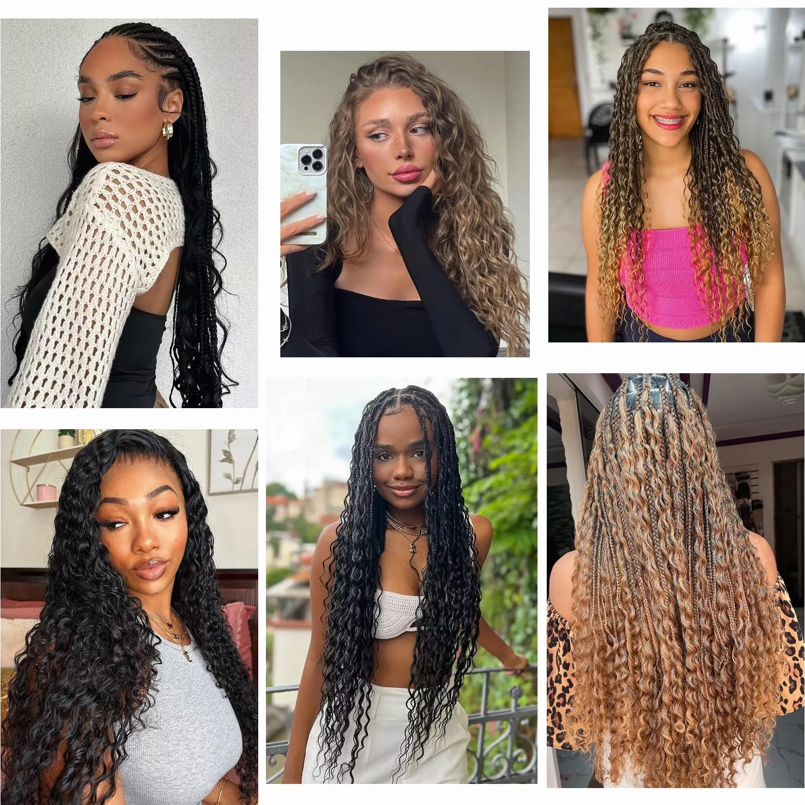 Crochet Extensiones de Pelo Onduladas Suaves Sintéticas Trenzadas 1B 22 Pulgadas Pack de 3