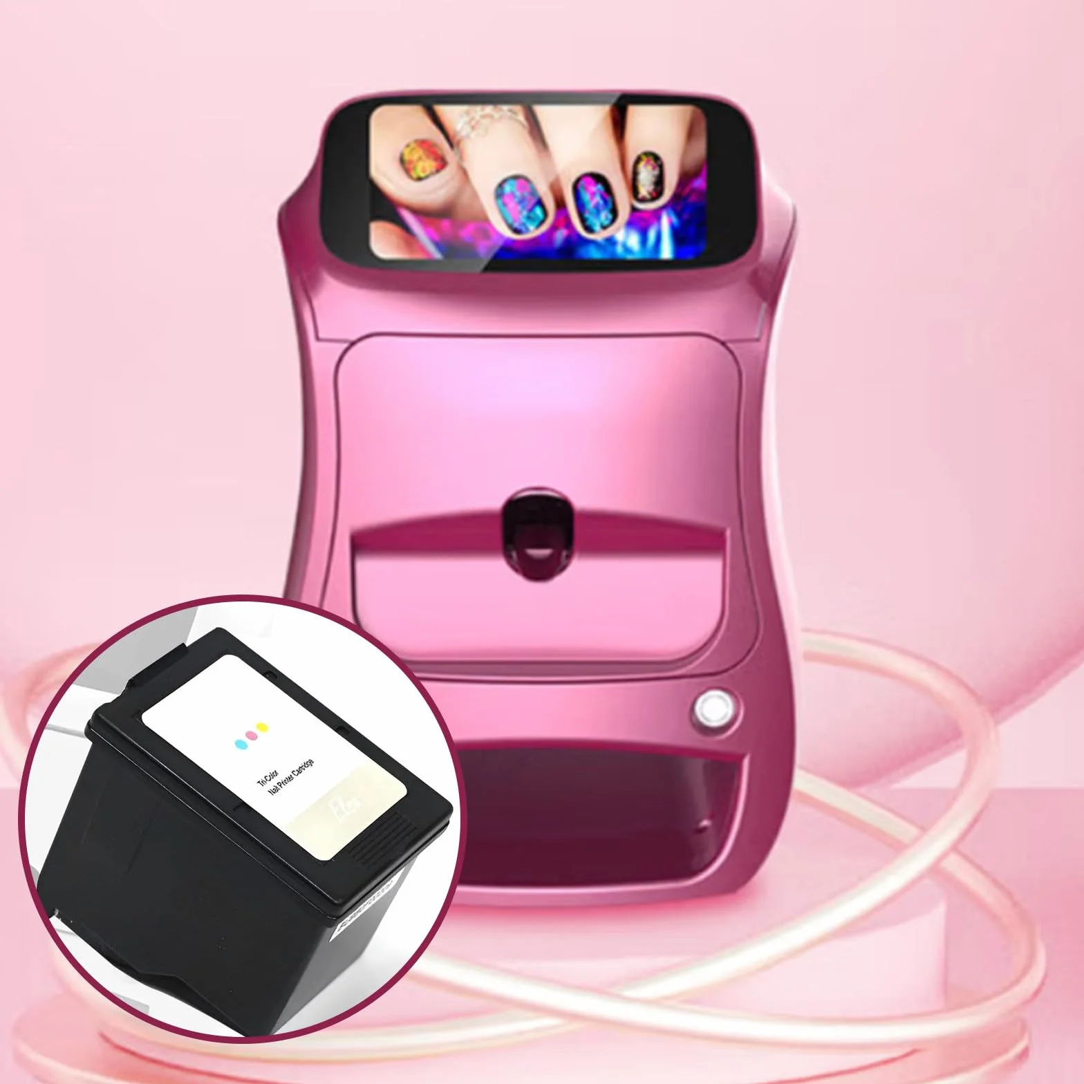 Impresora Inteligente para Uñas: Completa Cualquier Diseño En 25 Segundos, MáQuina Digital AutomáTica para Arte De UñAs A Color, para El Hogar O Salón De Uñas InkCartridge