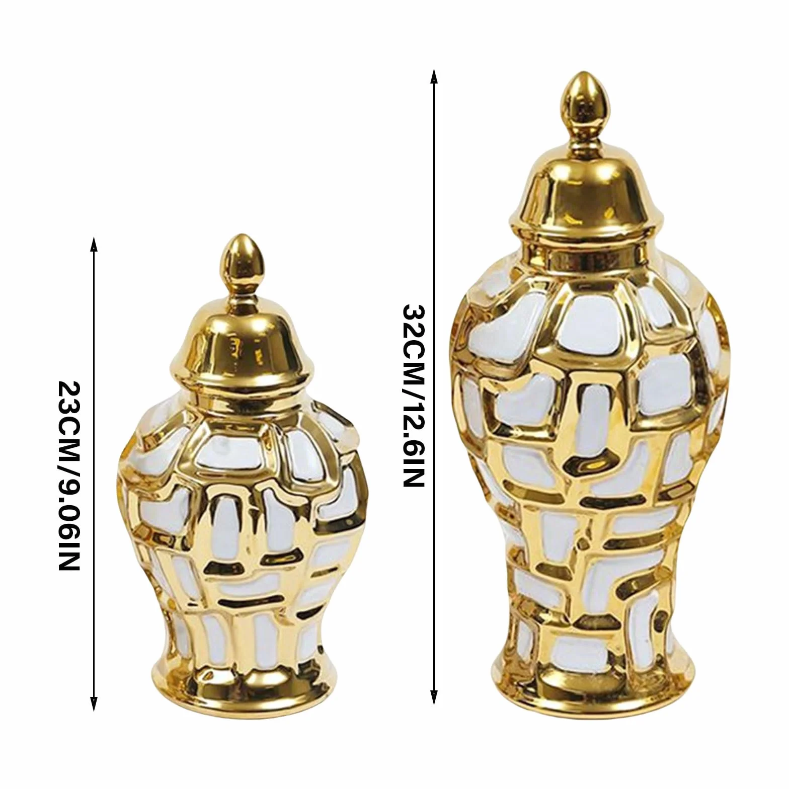 Florero de cerámica con abovedada, Recipiente para cosméticos con galvanoplastia para Decoraciones del hogar y la Boda, Elegante Recipiente para tarros de