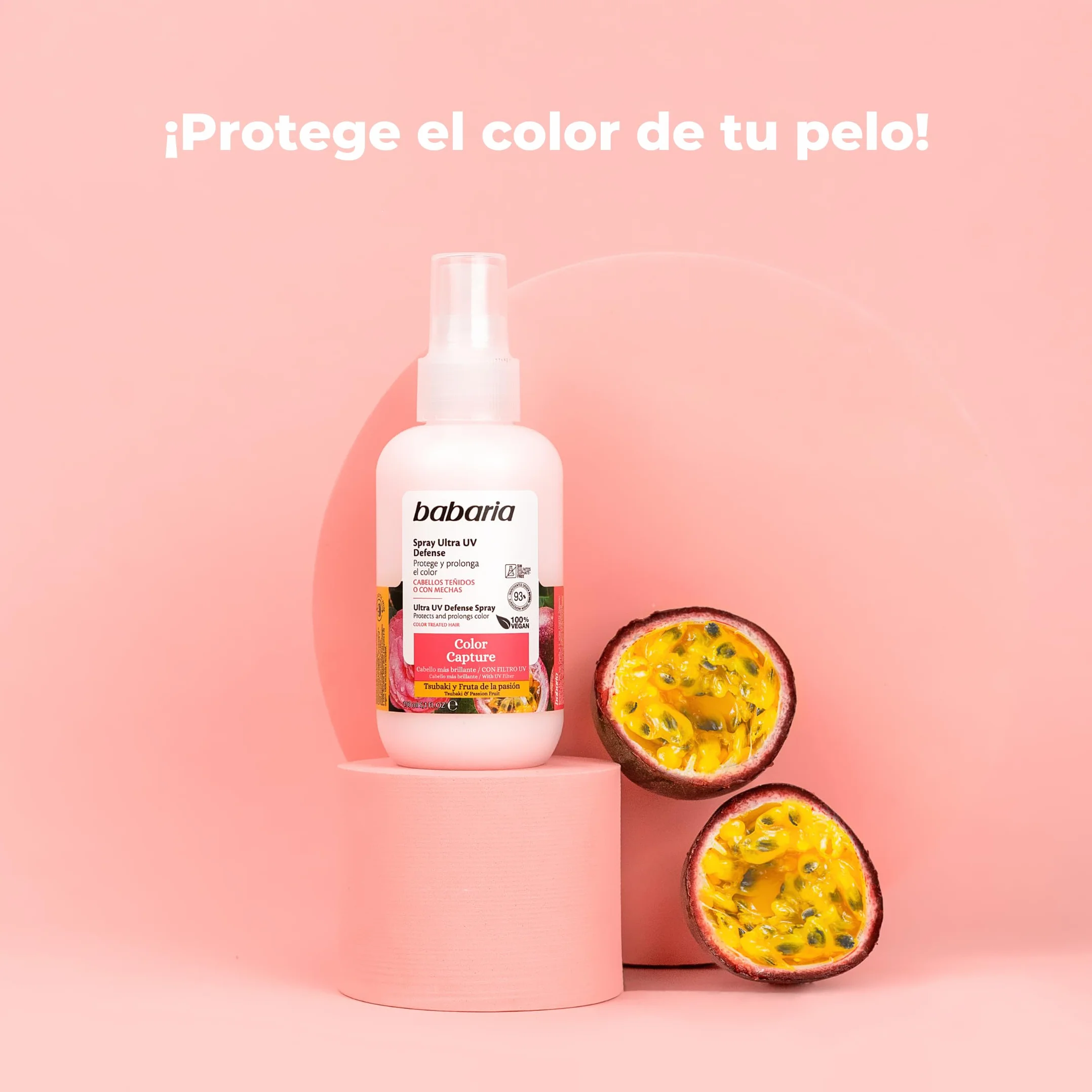 Babaria Spray Ultra UV Defense 150 ml Ochrona Koloru Tsubaki Fruta de la Pasión Włosy Farbowane