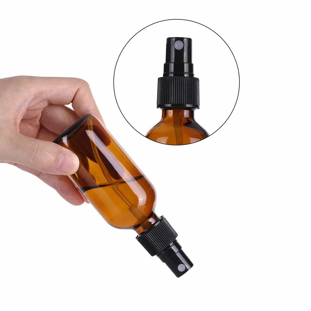 Botellas de spray de vidrio ámbar 60 ml para aceites esenciales, niebla fina recargables