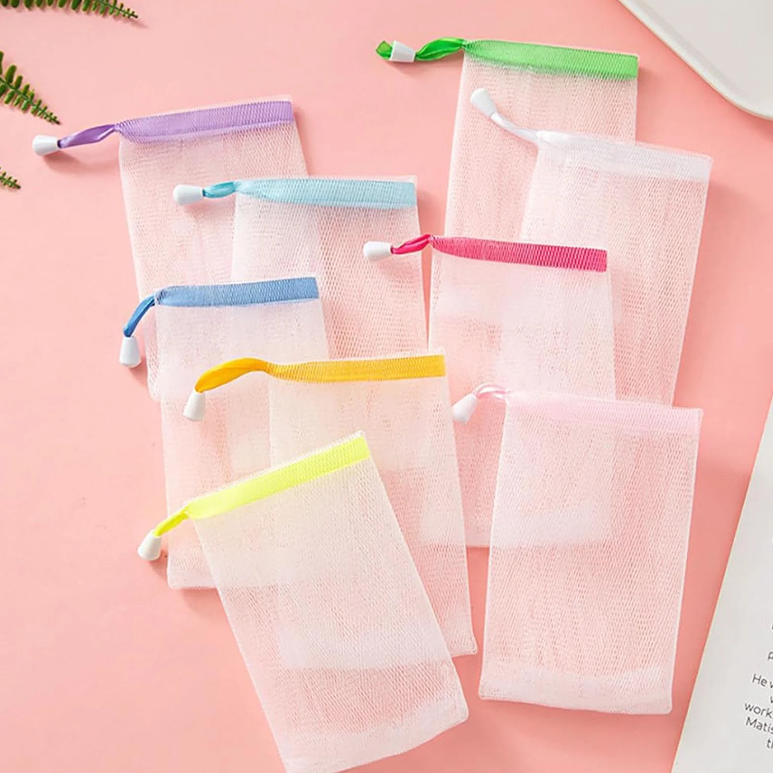 Bolsas de jabón sólido de malla de nailon para exfoliar, baño y limpieza facial (20 piezas)