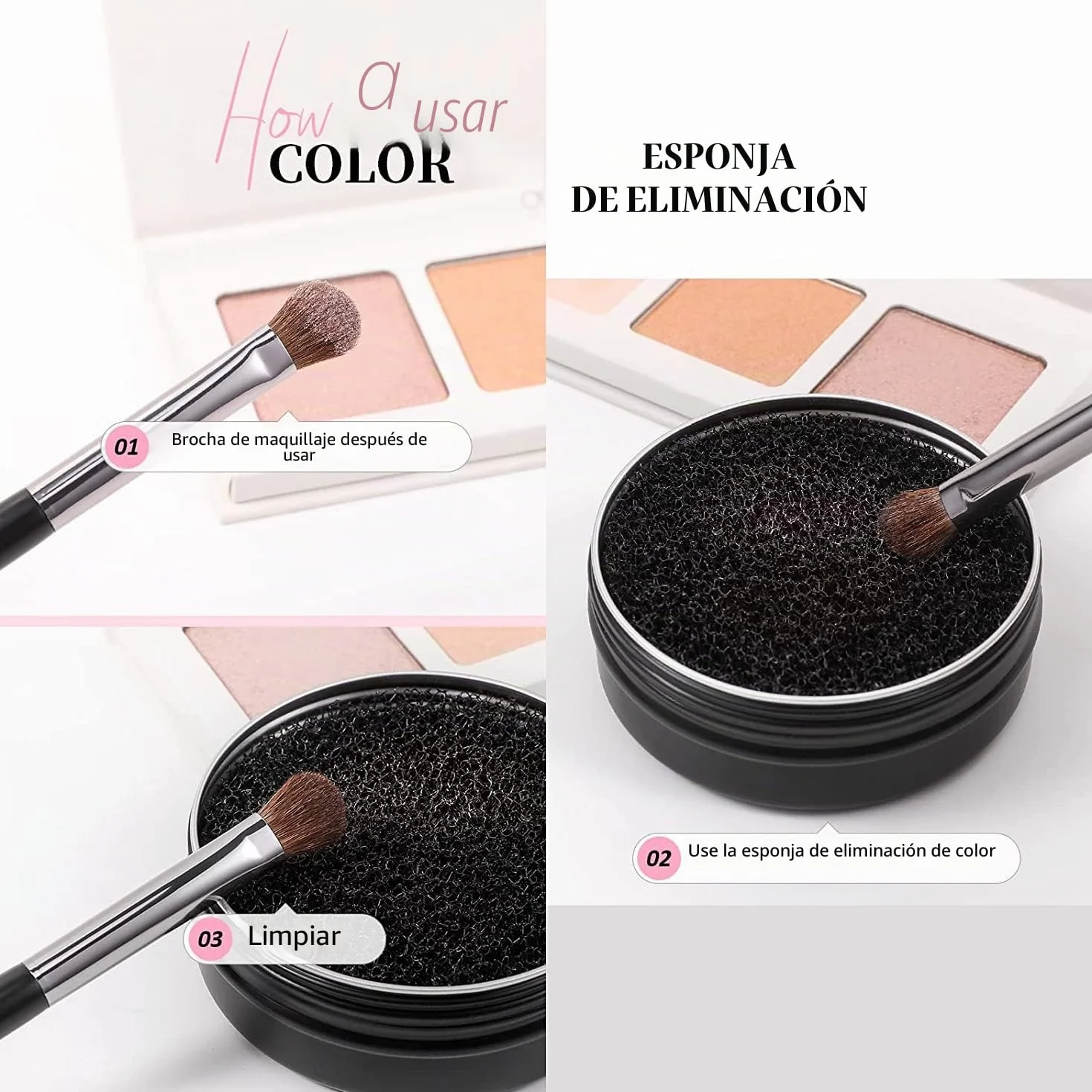 DUcare limpiador de brochas de maquillaje 2 piezas jabón 60g esponja eliminación color almohadilla silicona