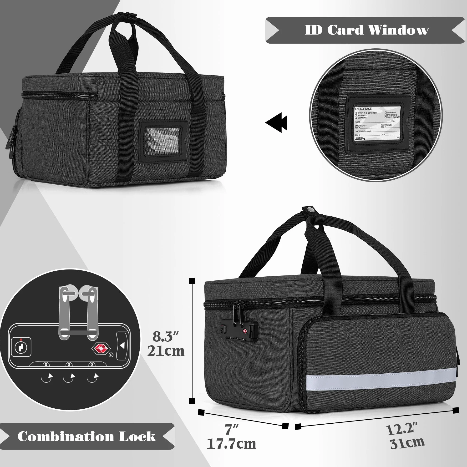 CURMIO Maletín Profesional para Cortapelos, Organizador con Cerradura para Máquinas, Tijeras y Accesorios de Barbería, Solo Bolsa, Negro