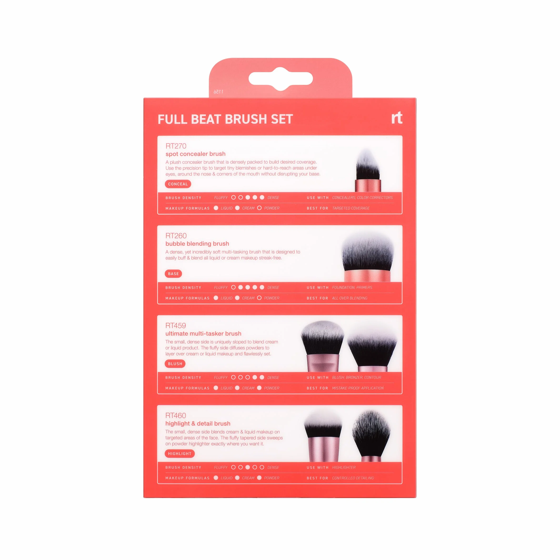Real Techniques Full Beat Makeup Brush Set, 4 Piece Brush Kit for Foundation, Concealer, Blush, Contour & Highlight, Soft UltraPlush Bristles