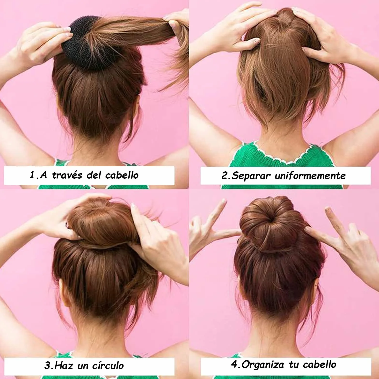 VEGCOO Donut de Pelo Moño Accesorios de Peinado Kit con 10 Gomas Negras y 15 Horquillas (marrón)