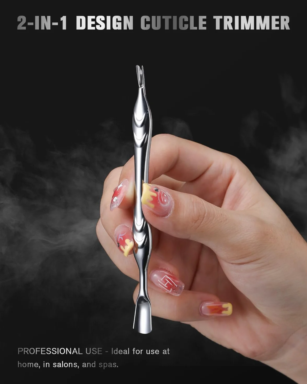 FERYES Corta Cutículas 2 en 1 Acero Inoxidable Herramienta Manicura Pedicura Plateado