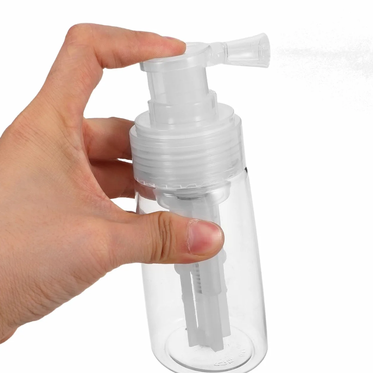 Botella Pulverizadora Rellenable para Talco Plástico Transparente Resistente Golpes Boquilla Antiobstrucción