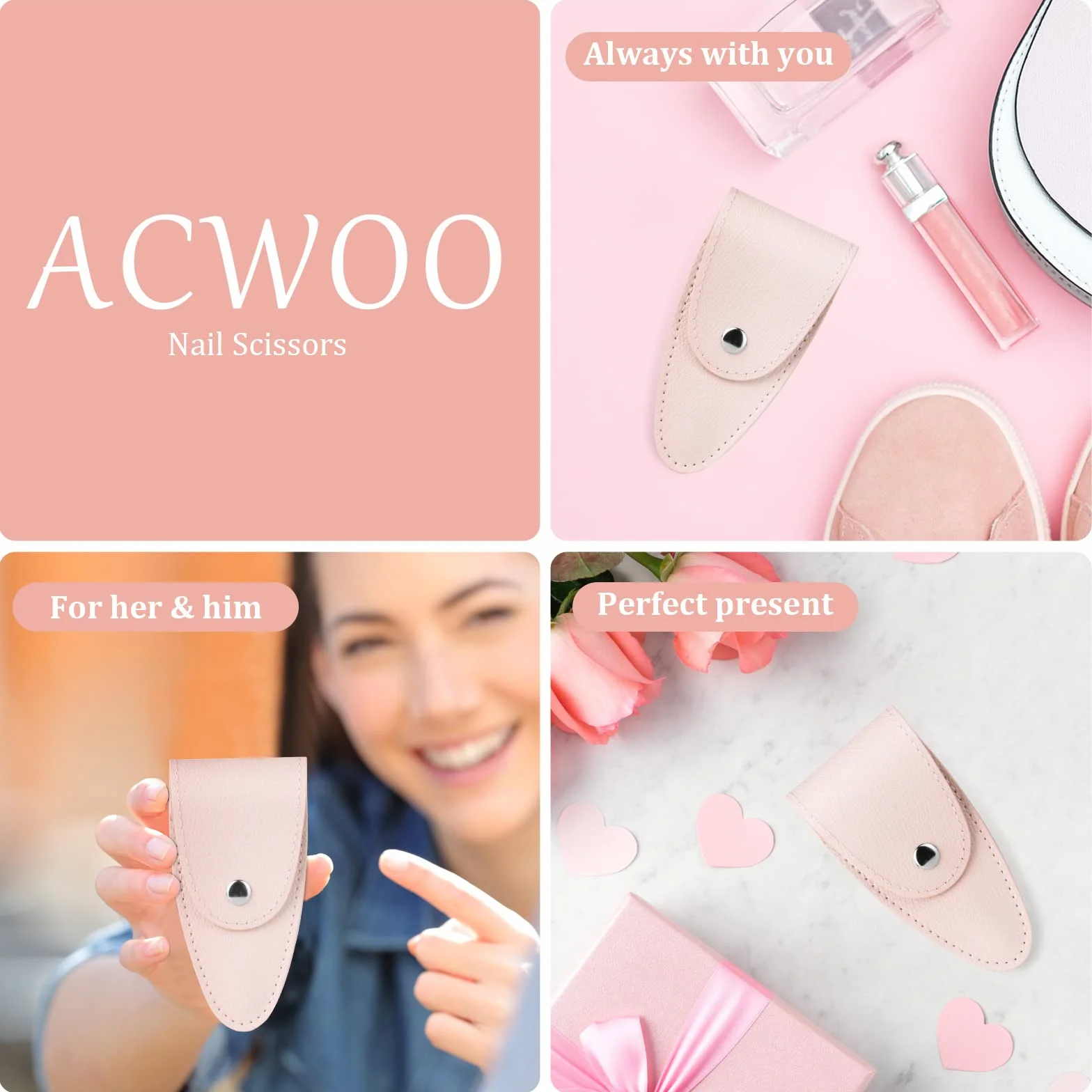 ACWOO Tijeras Cortauñas Curva Acero Inoxidable para Cejas Uñas Vello Facial Bigote Nariz