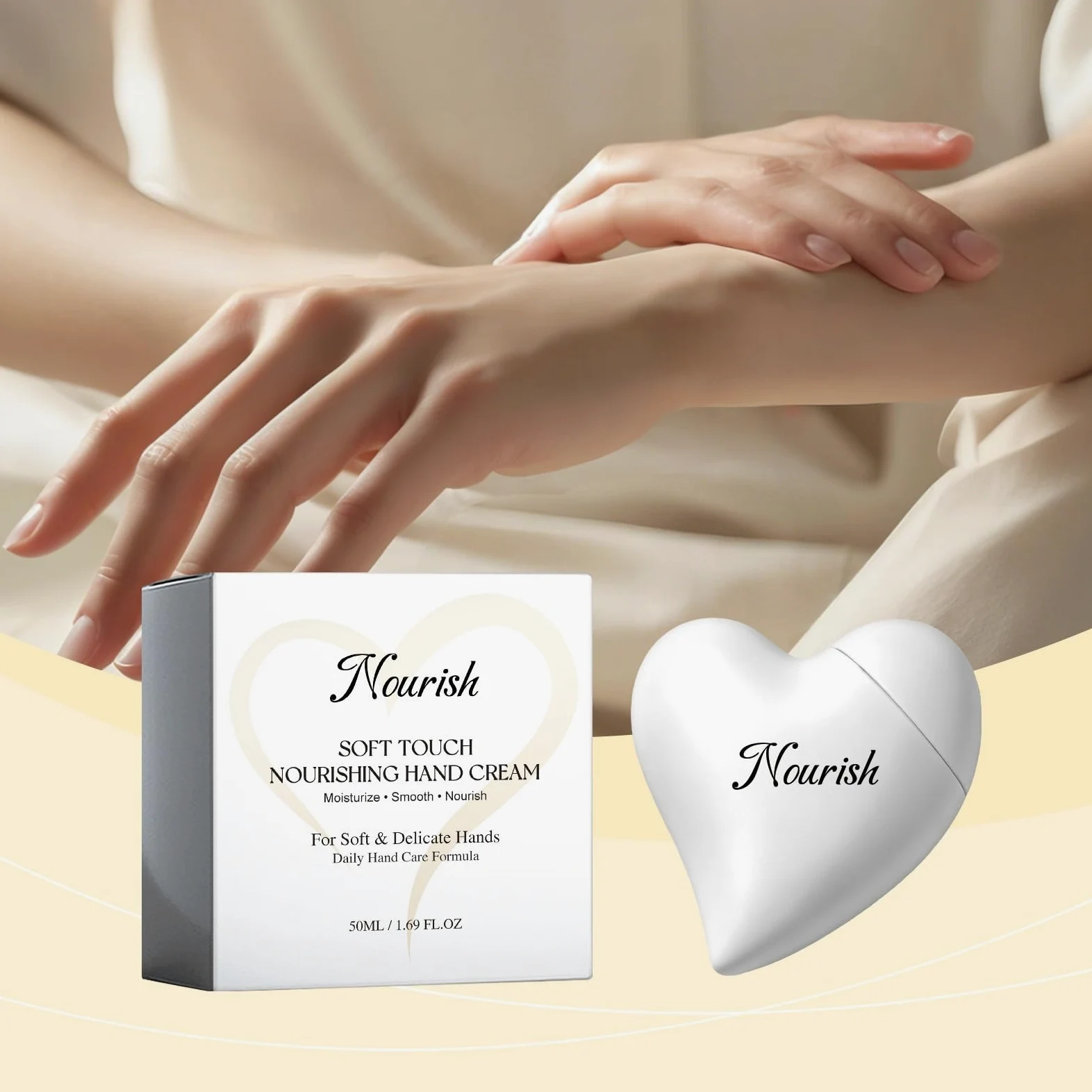 Crema de manos nutritiva con forma de corazón, 50 ml, cuidado hidratante para manos suaves | Crema de manos en embalaje de corazón de moda, fórmula nutritiva e hidratante para suavizar las manos secas a diario