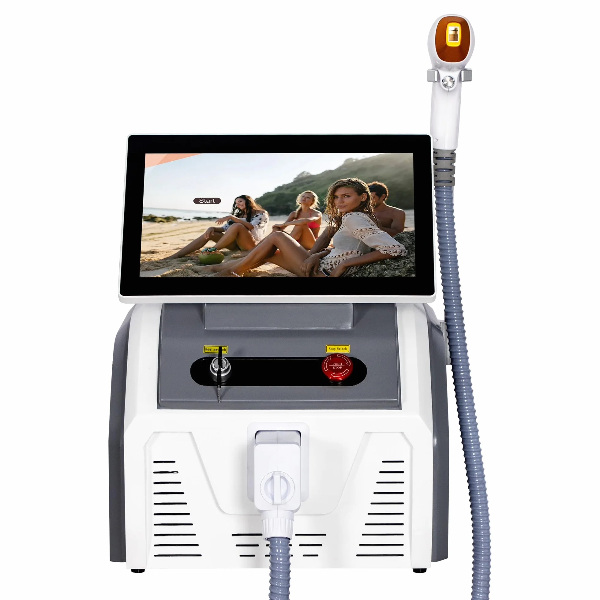 Dispositivo de depilación láser de diodo 808nm 3 en 1 755nm+1064nm con refrigeración pantalla táctil HD