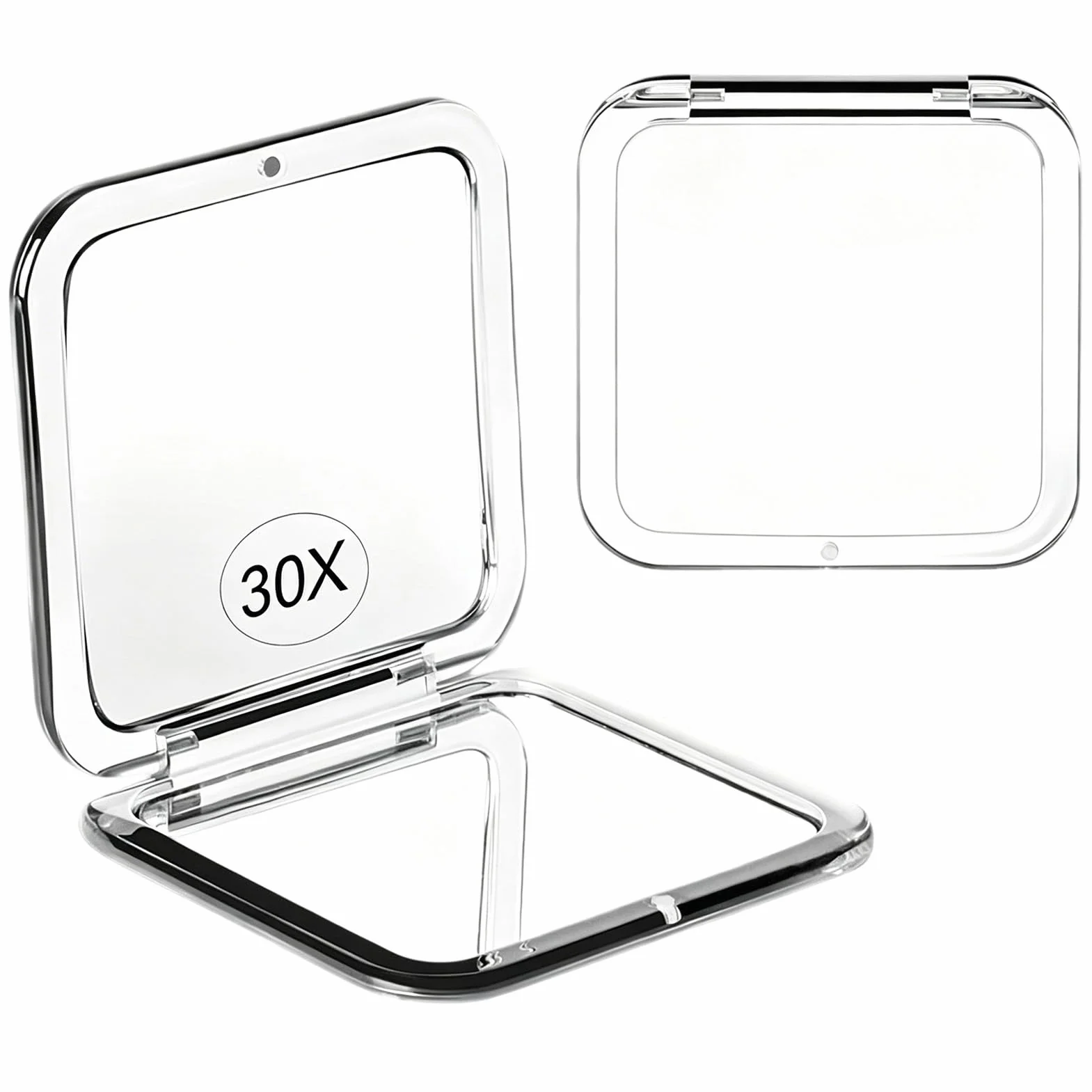 Espejo de Bolsillo 30X Doble Cara Maquillaje 8x8cm Plegable