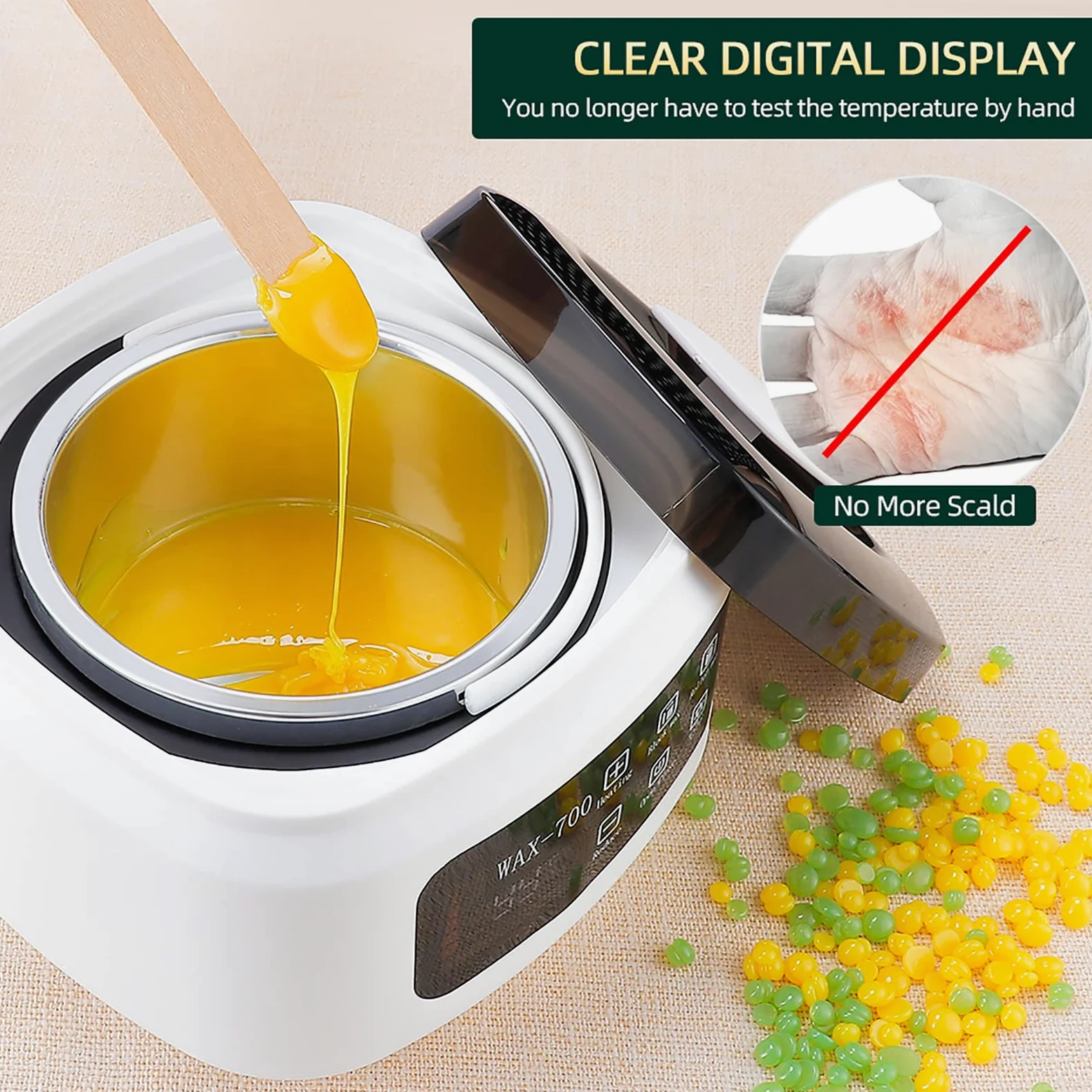 Máquina De Terapia De Cera, Máquina De Fusión De Cera De Frijol De Cera Depilatoria Inteligente De 500 ML, 10 Minutos para Derretir La Cera Rápidamente, Adecuada para Todo Tipo De Cera