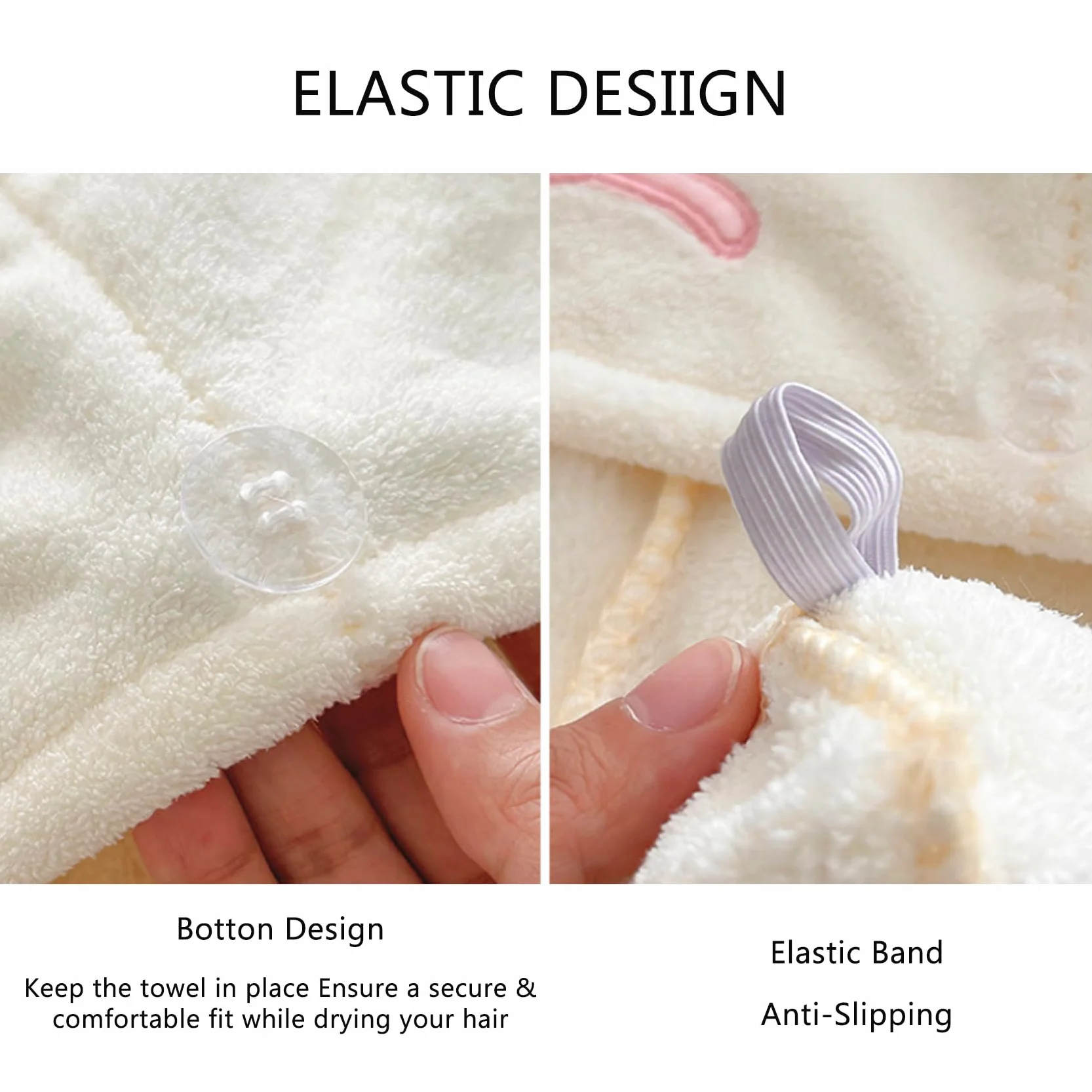 Toallas de Microfibra Turbante para Secar el Pelo, Morbido y Absorbente, Blanco