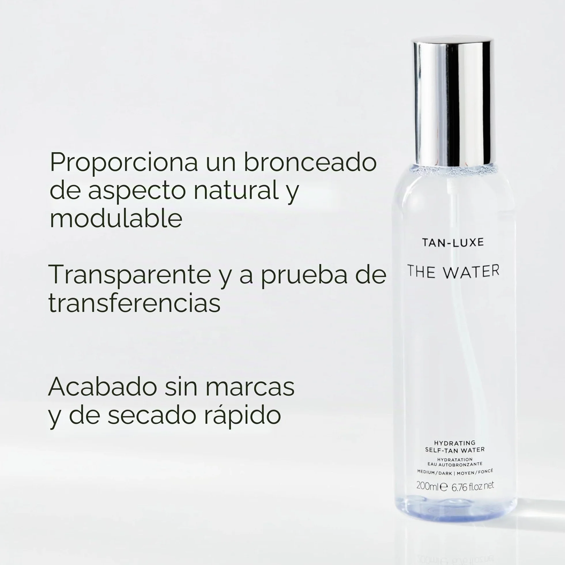 TAN-LUXE THE WATER agua autobronceadora, ligera/media (200 ml), agua autobronceadora, libre de crueldad animal y vegana