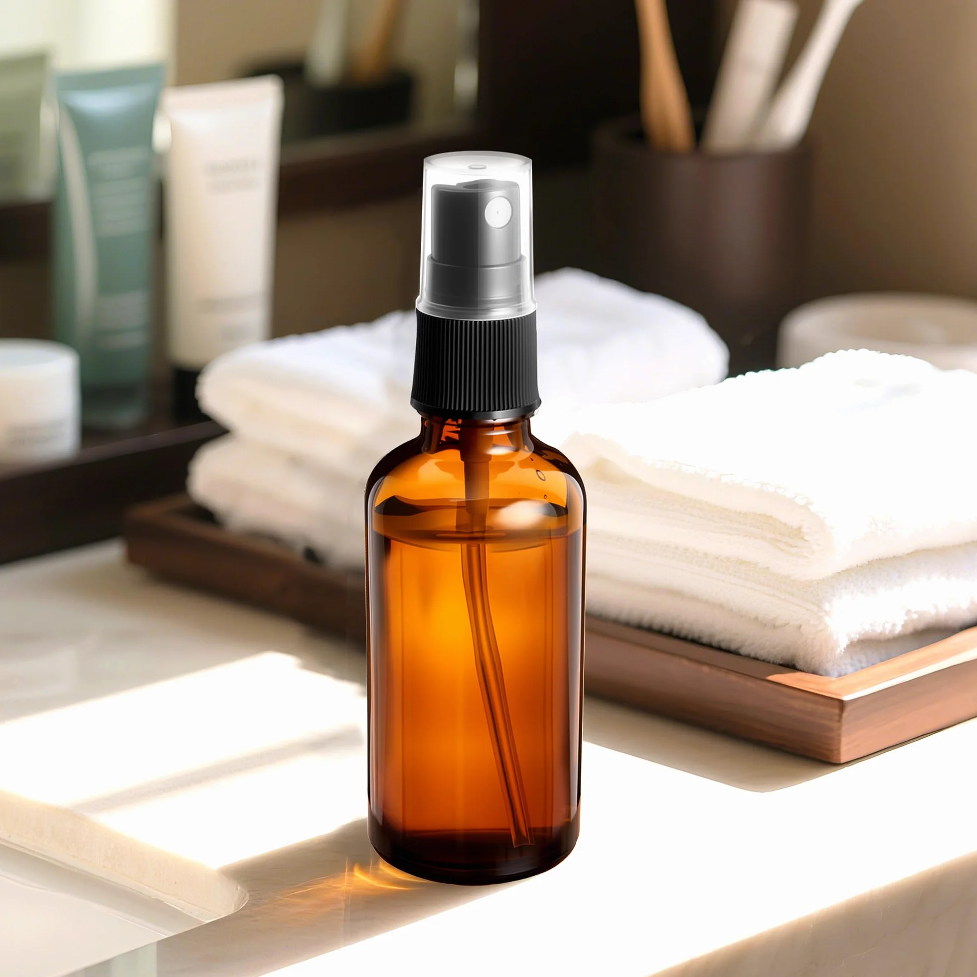 Elalove 6 botellas pulverizadoras de vidrio ámbar 30ml con cuentagotas para aceites esenciales