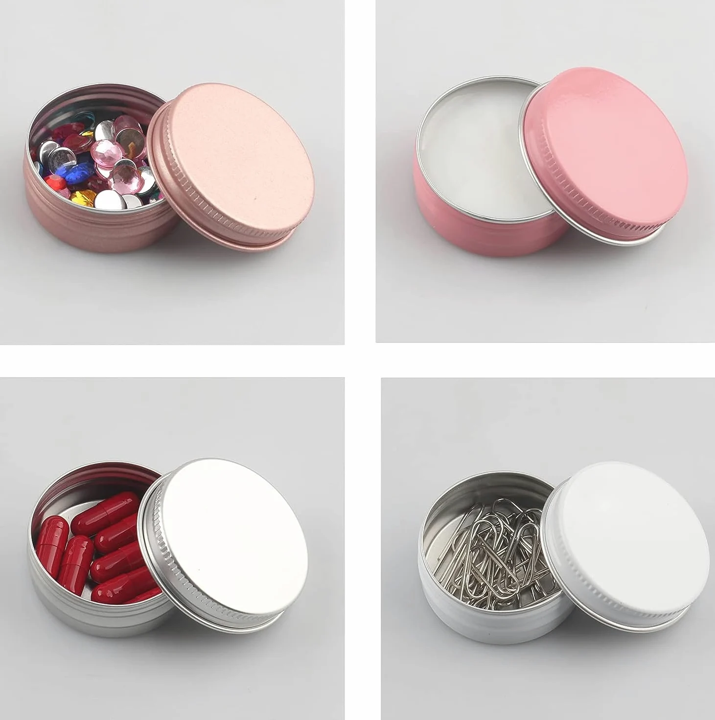 48 latas de aluminio con tapas rosca, tarros almacenamiento(Silver,10ml)