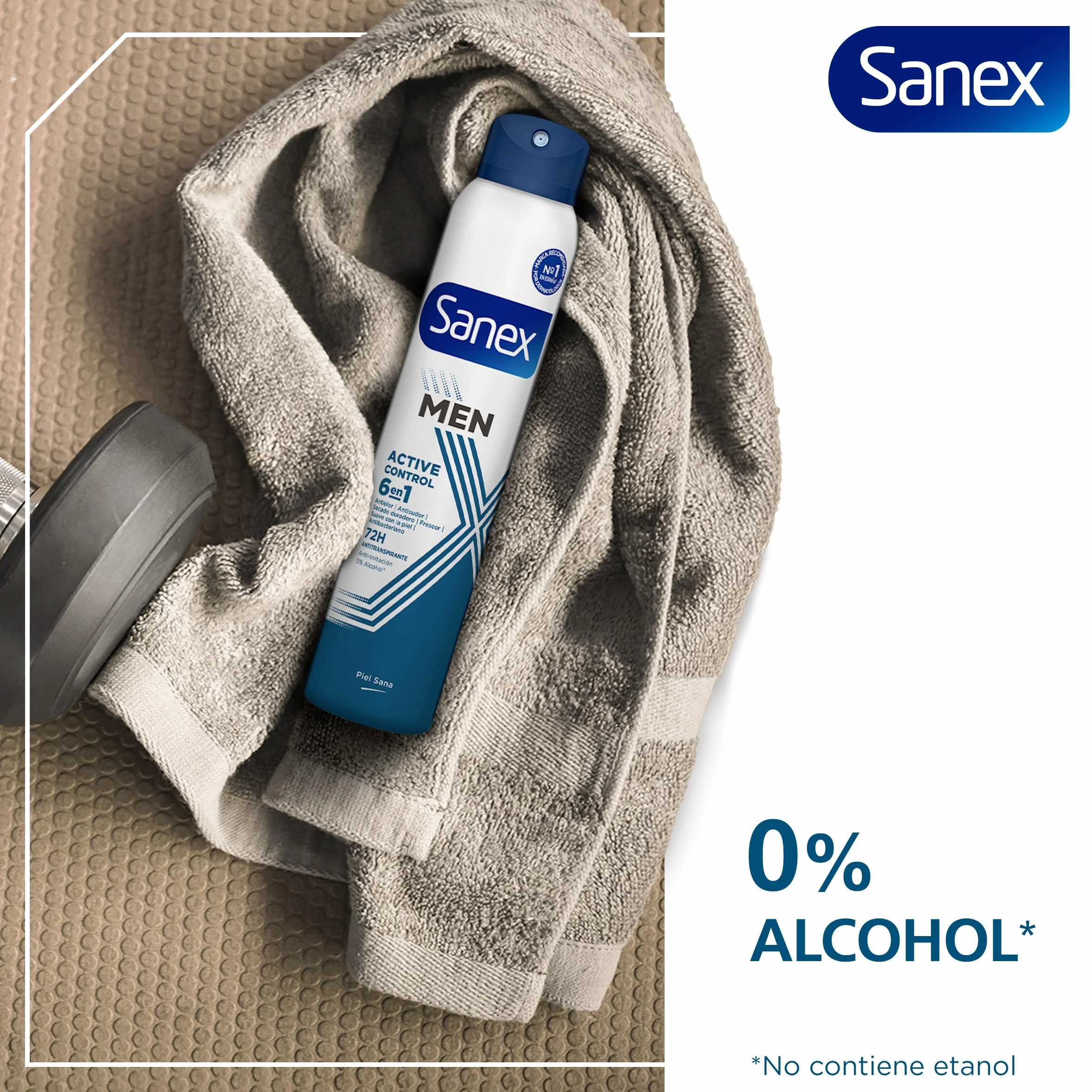 Sanex Men Active Control Desodorante Spray 200 ml Pack 6 uds Antitranspirante 72H 0% Alcohol