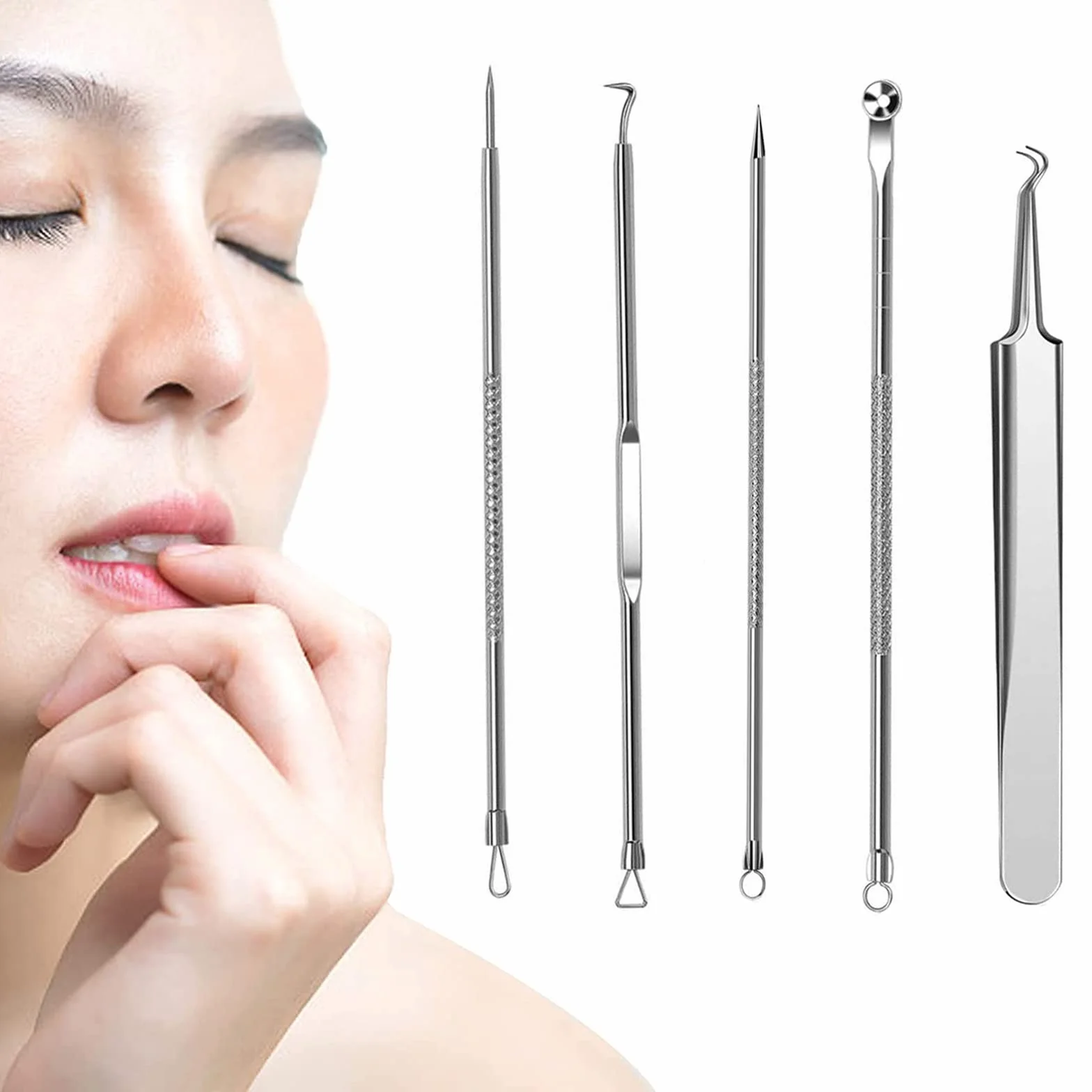 Extractor de acné 5 Piezas Kit para eliminar espinillas y puntos negros