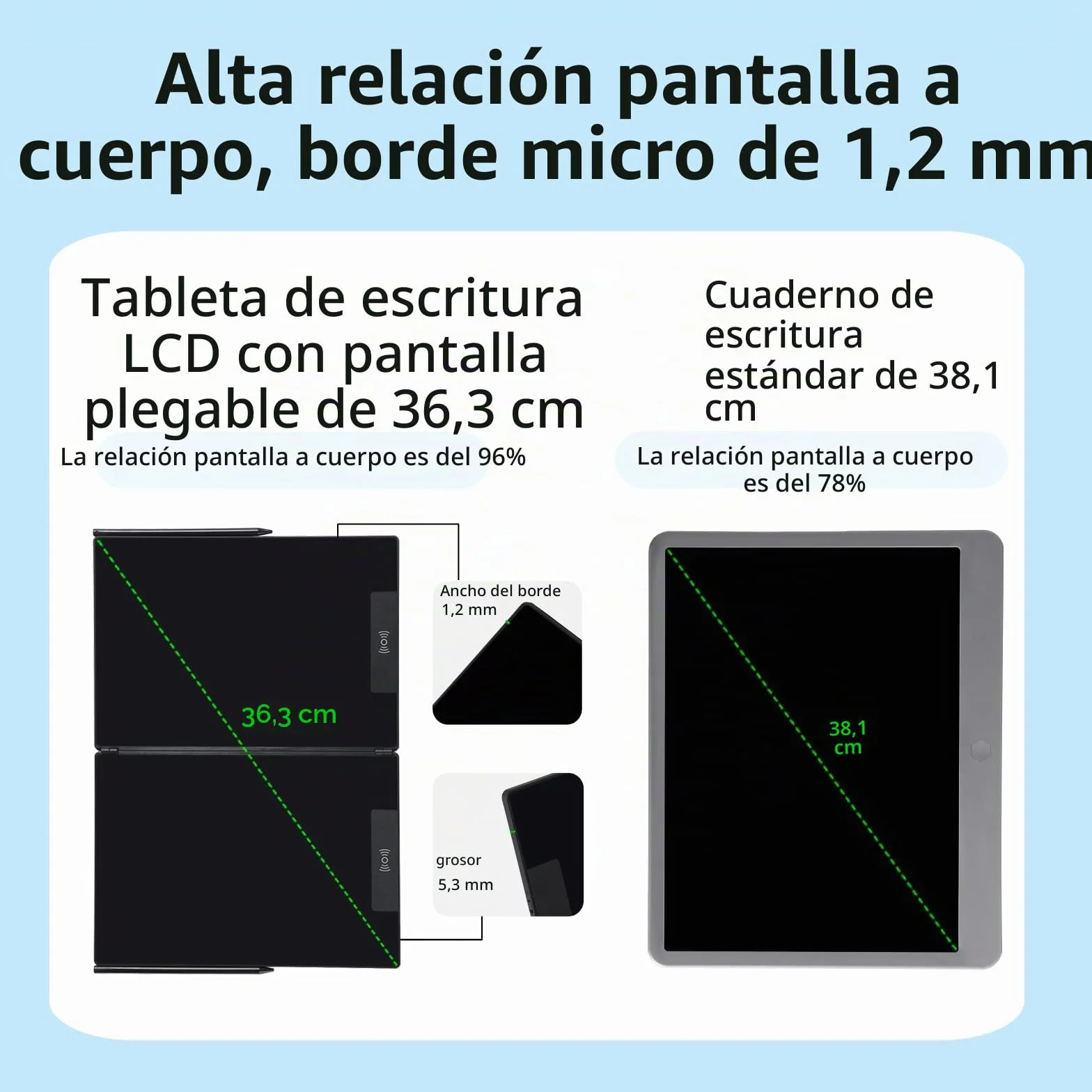 EMEBAY Tableta de escritura LCD 14,3 pulgadas plegable bloc de notas digital