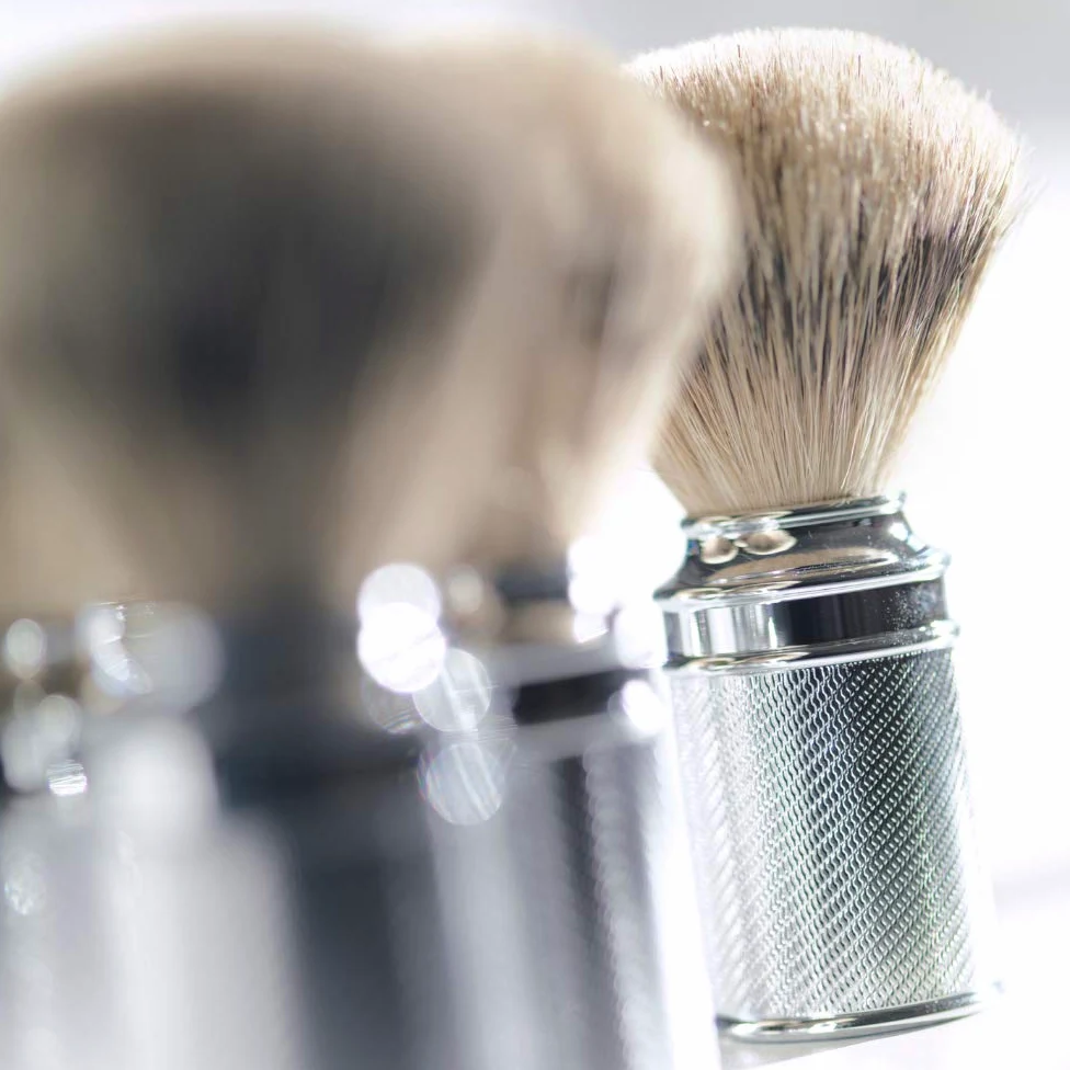 Mhle Classic Shaving Brush, Silver Tip Badger Hair, Handle Engraved Chrome by MHLE