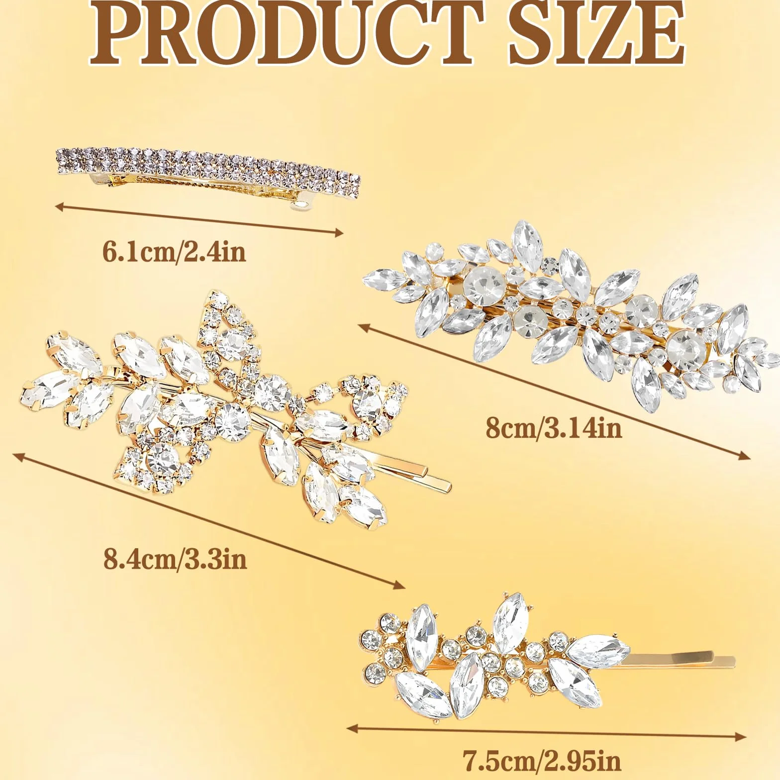 Accesorios para el cabello con diamantes de imitación dorados, pinzas brillantes para novia, horquillas de cristal