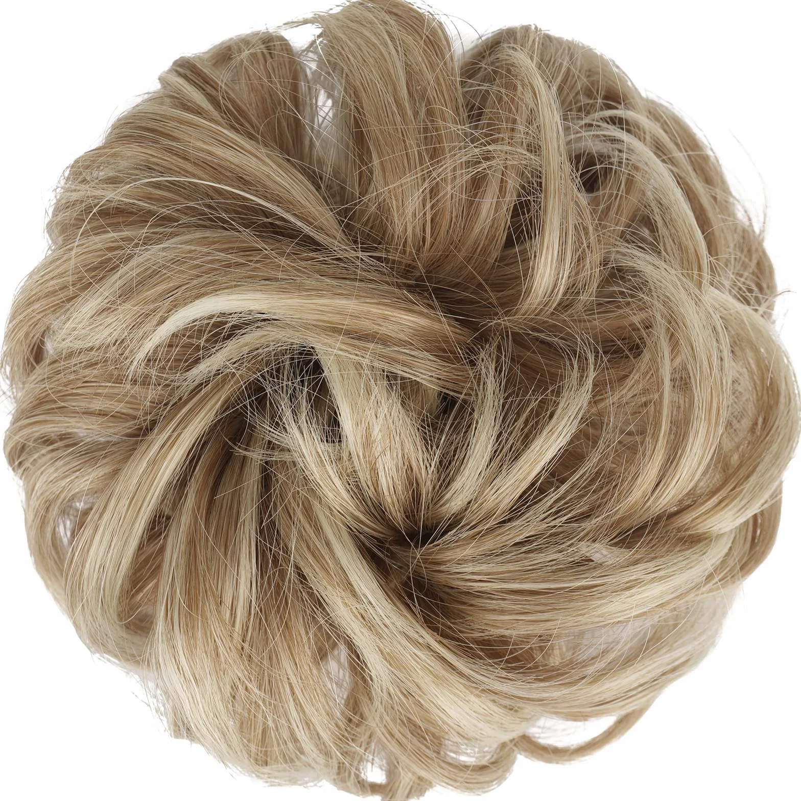 FESHFEN Moños Postizos Natural Rizado Ondulado Sintético 55g Rubio Mixto Ceniza