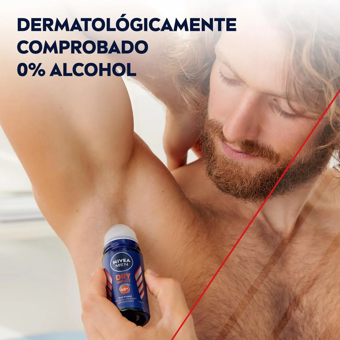 NIVEA MEN Dry Impact Desodorante Antitranspirante Roll-on 72h Pack 6 x 50 ml