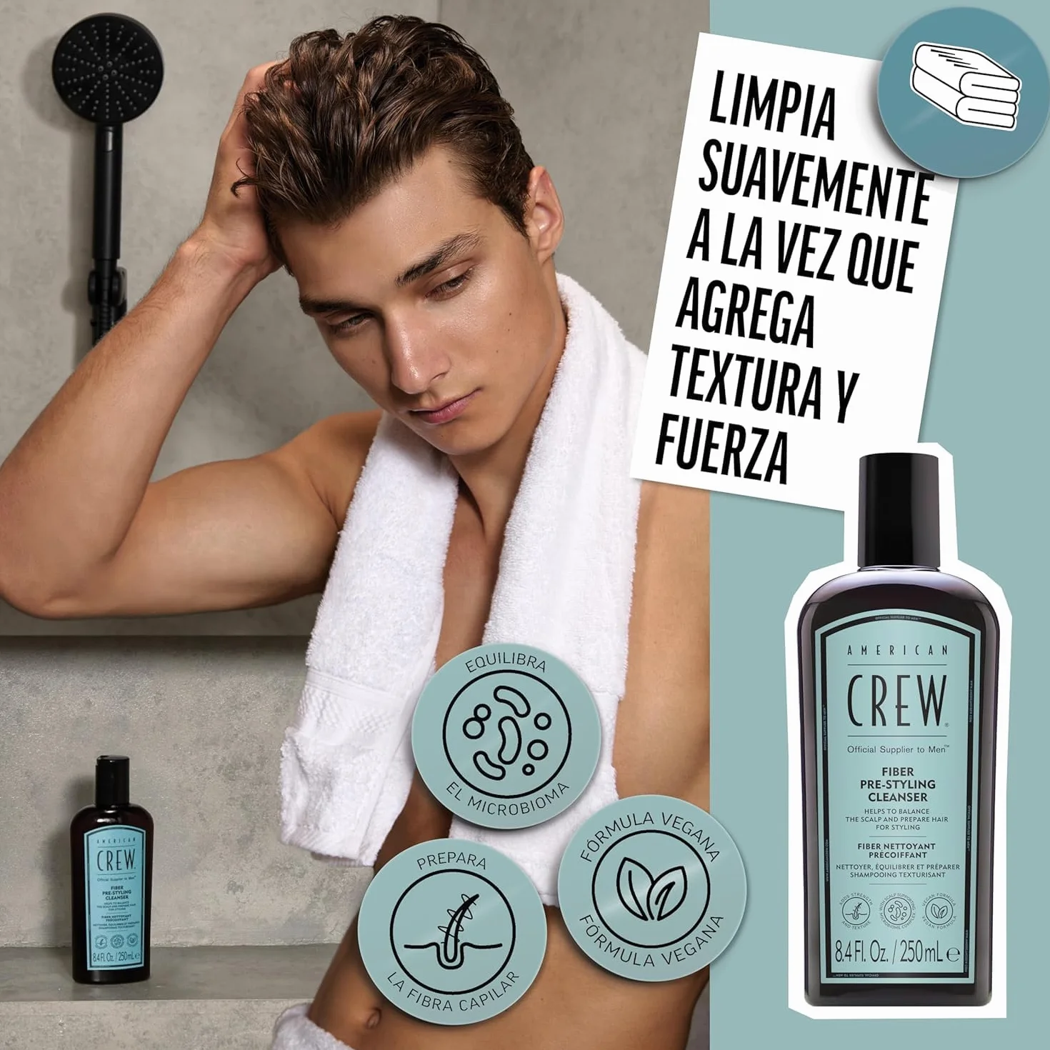 American Crew Duo Fiber Set Regalo Champú Pre-Styling Cleanser 250ml Fiber Classic 50g Hombres