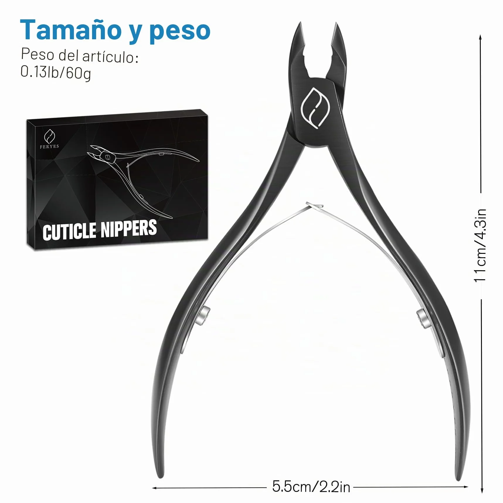FERYES Alicates Cortacutículas Profesional Acero Inoxidable Cortador Removedor Cutícula
