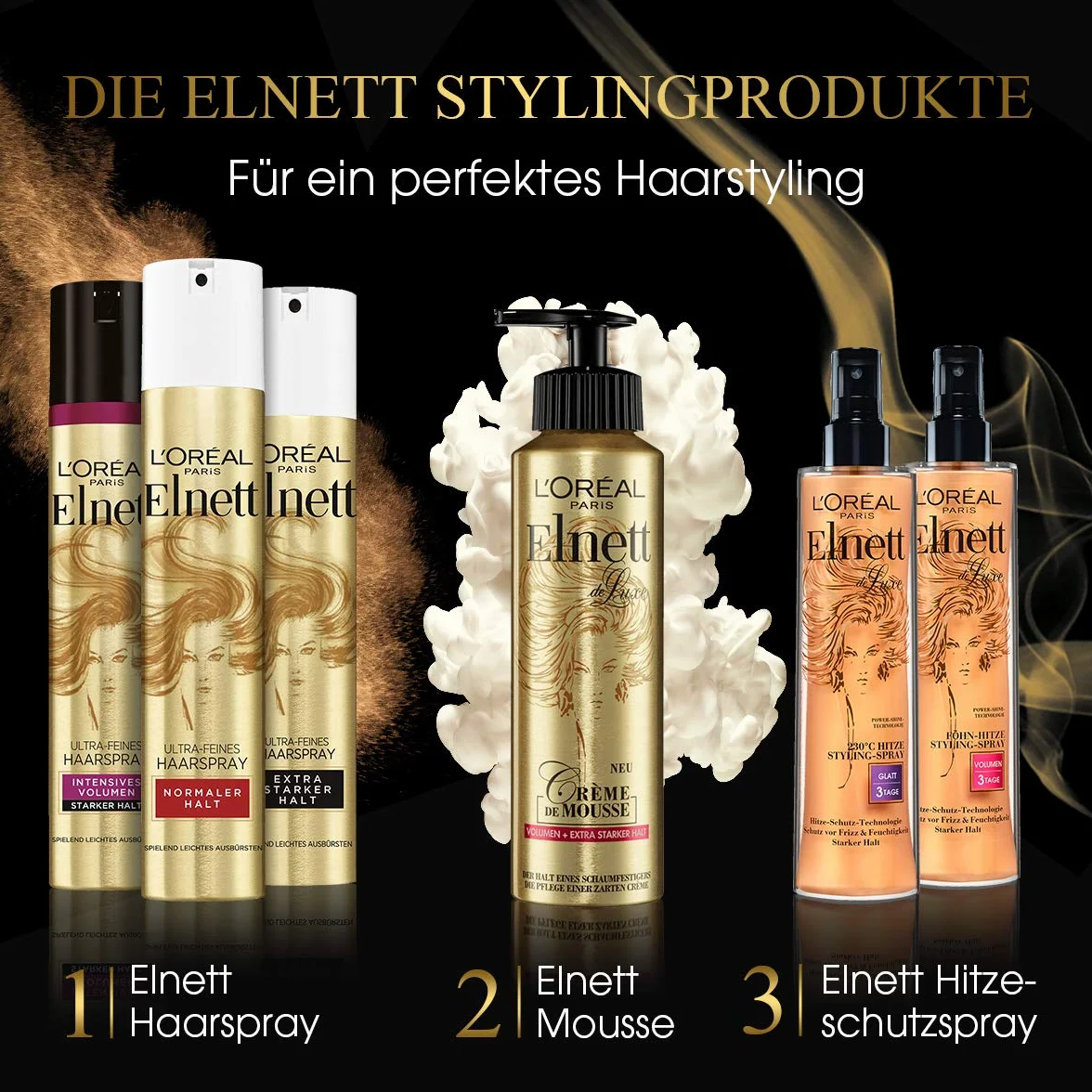 L'Oréal Paris Elnett Spray para el cabello con protección contra el calor 230 °C antiencrespamiento larga duración 72h