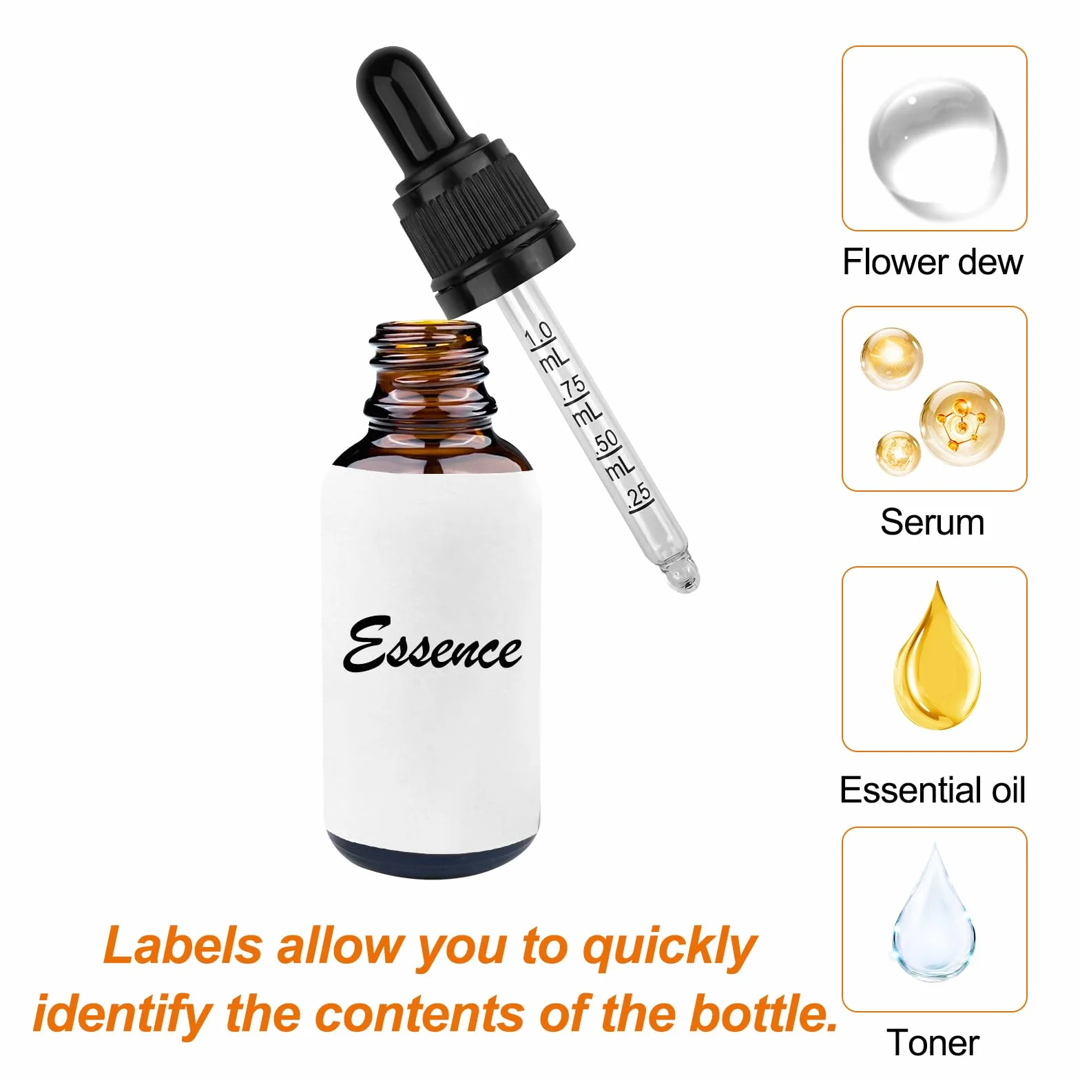 Frascos cuentagotas cristal 30ml con accesorios para aceites esenciales