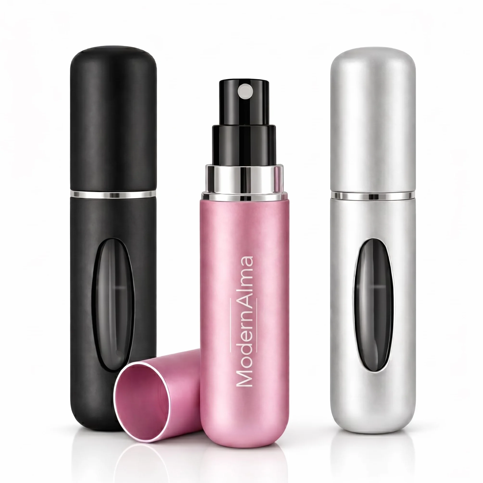 Atomizador Perfume Recargable Portátil de Aluminio con Ventana Mini Spray Viaje