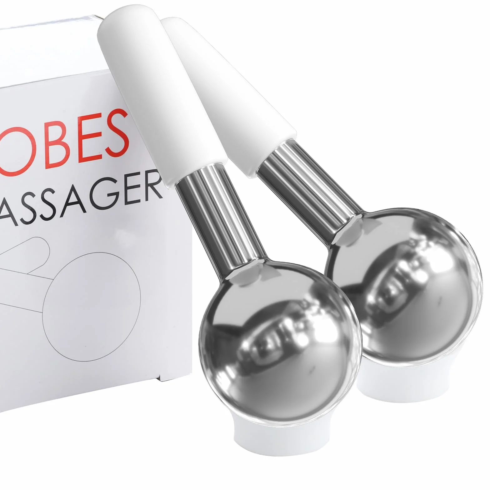 Lazzybeauty Ice Globes de Acero Inoxidable para Faciales 2 uds, Rodillo Refrescante para Cara, Cuello y Ojos, Masajeador Facial Educe la Hinchazón y Las Ojeras, Mejora la Circulación Sanguínea