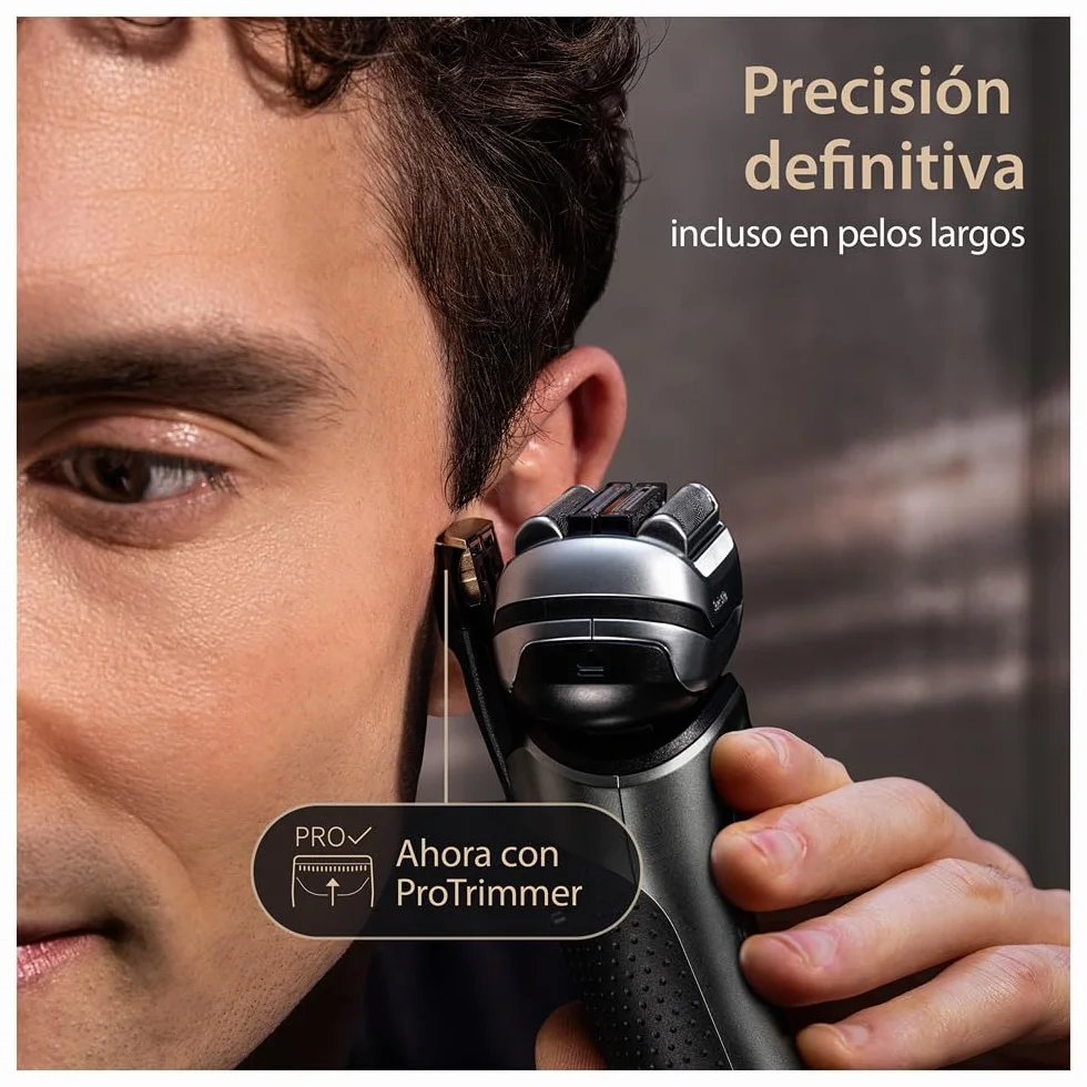 Braun Series 9 Pro+ Afeitadora Eléctrica Hombre, Máquina de Afeitar Barba con Base de Carga Y Funda de Viaje, en Seco Y en Mojado, 60 Min de Autonomía, 9517S, Plata