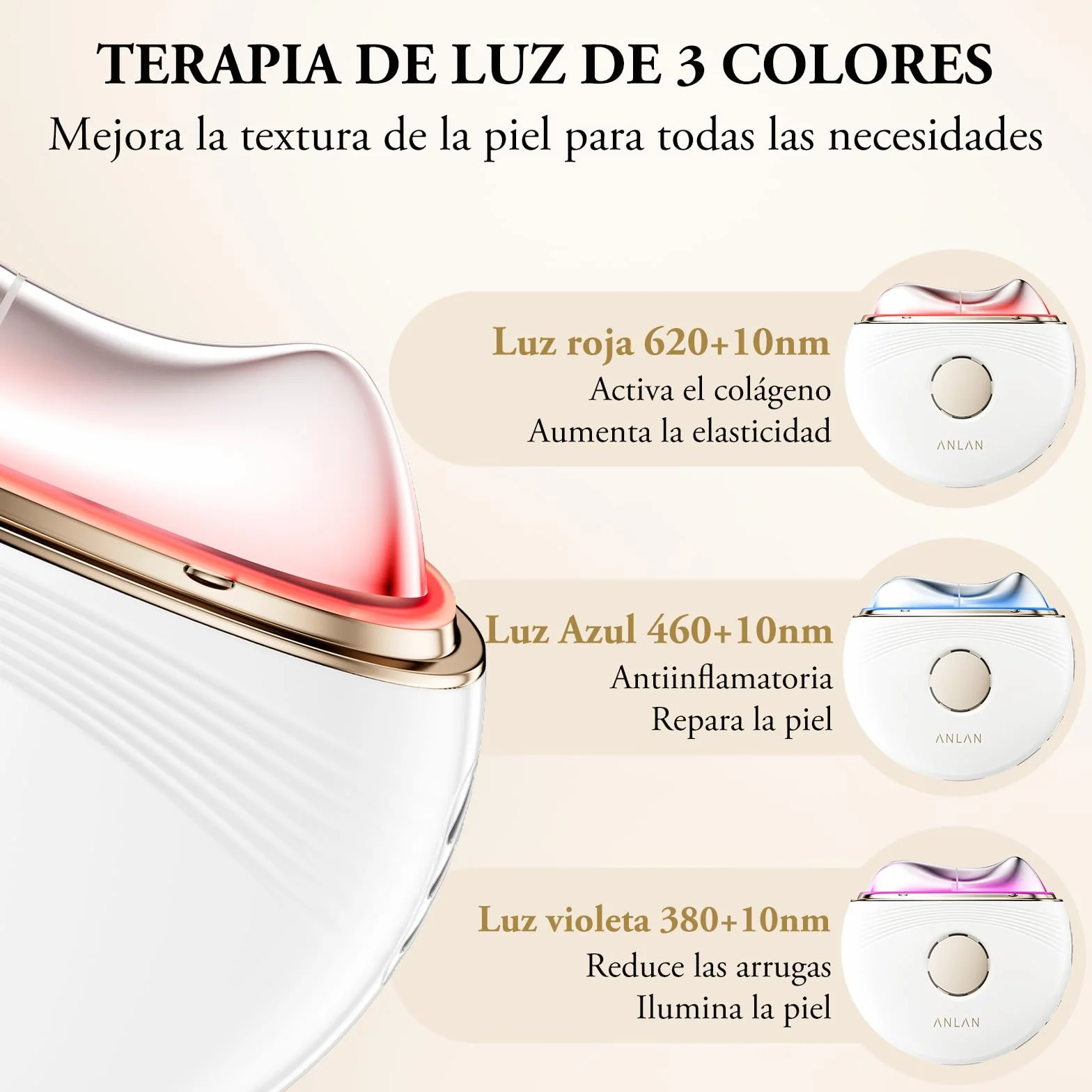 ANLAN Masajeador Facial EMS con Frío Calor, GuaSha Electrico Reafirmante con Luz Azul Violeta Roja para Antiarrugas Lifting Anti-envejecimiento