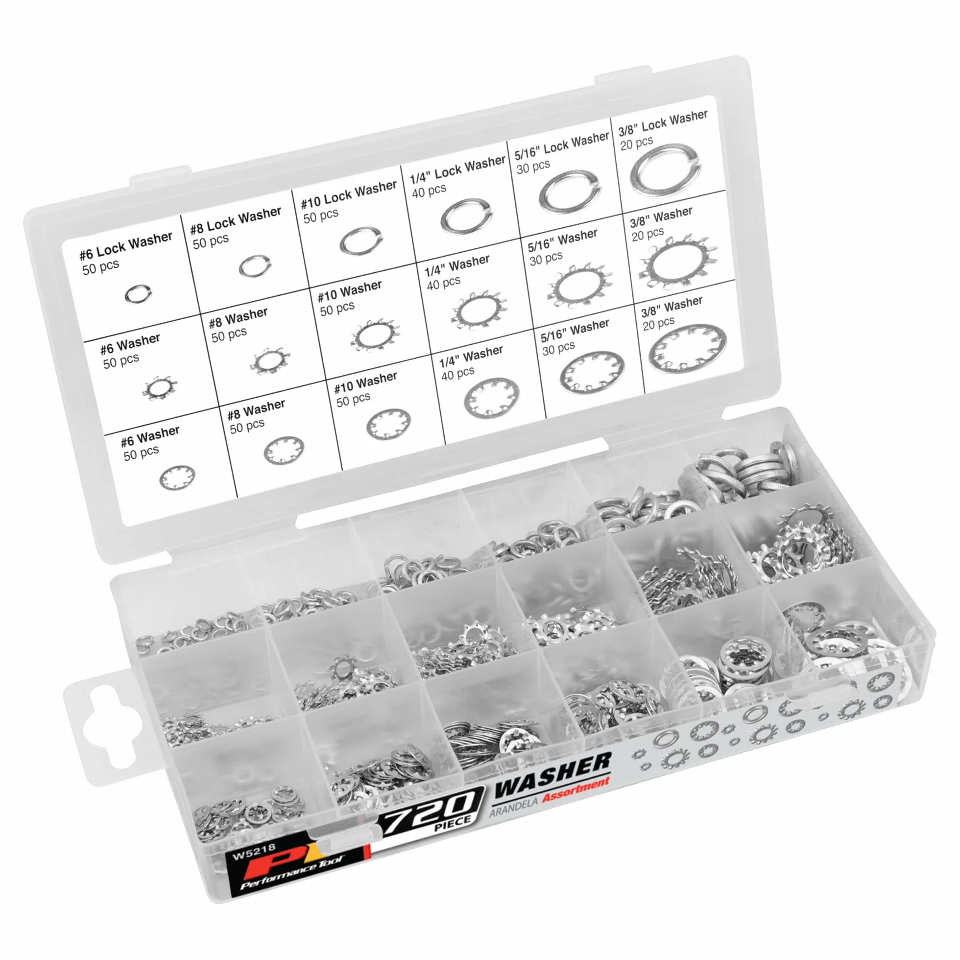 Performance Tool W5218 - Surtido de arandelas de 720 piezas