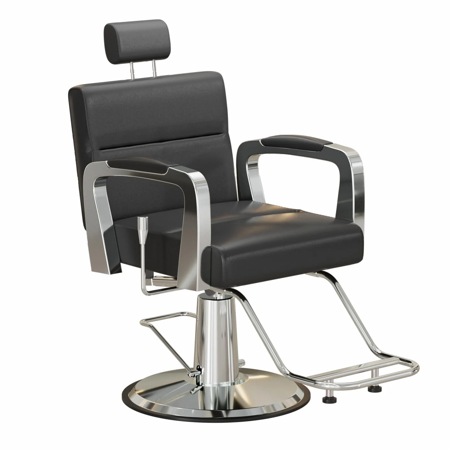 Sillón de Peluquería Hidráulico Reclinable Altura Ajustable 360° 61x52x100-113 cm Negro