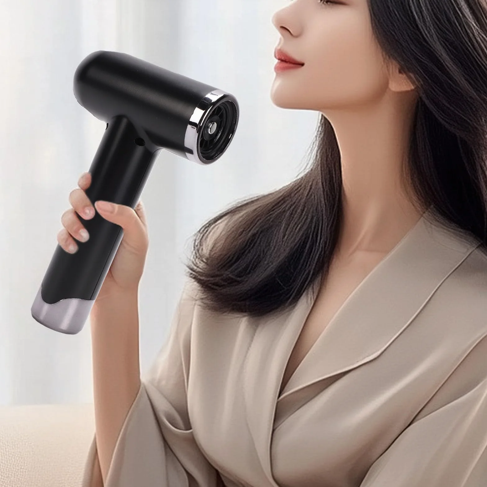 Secador de Pelo Inalámbrico con Batería de 15000 MAh - Secador de Pelo Portátil Recargable por USB con Boquilla para Viajes y Peinados en Dormitorios