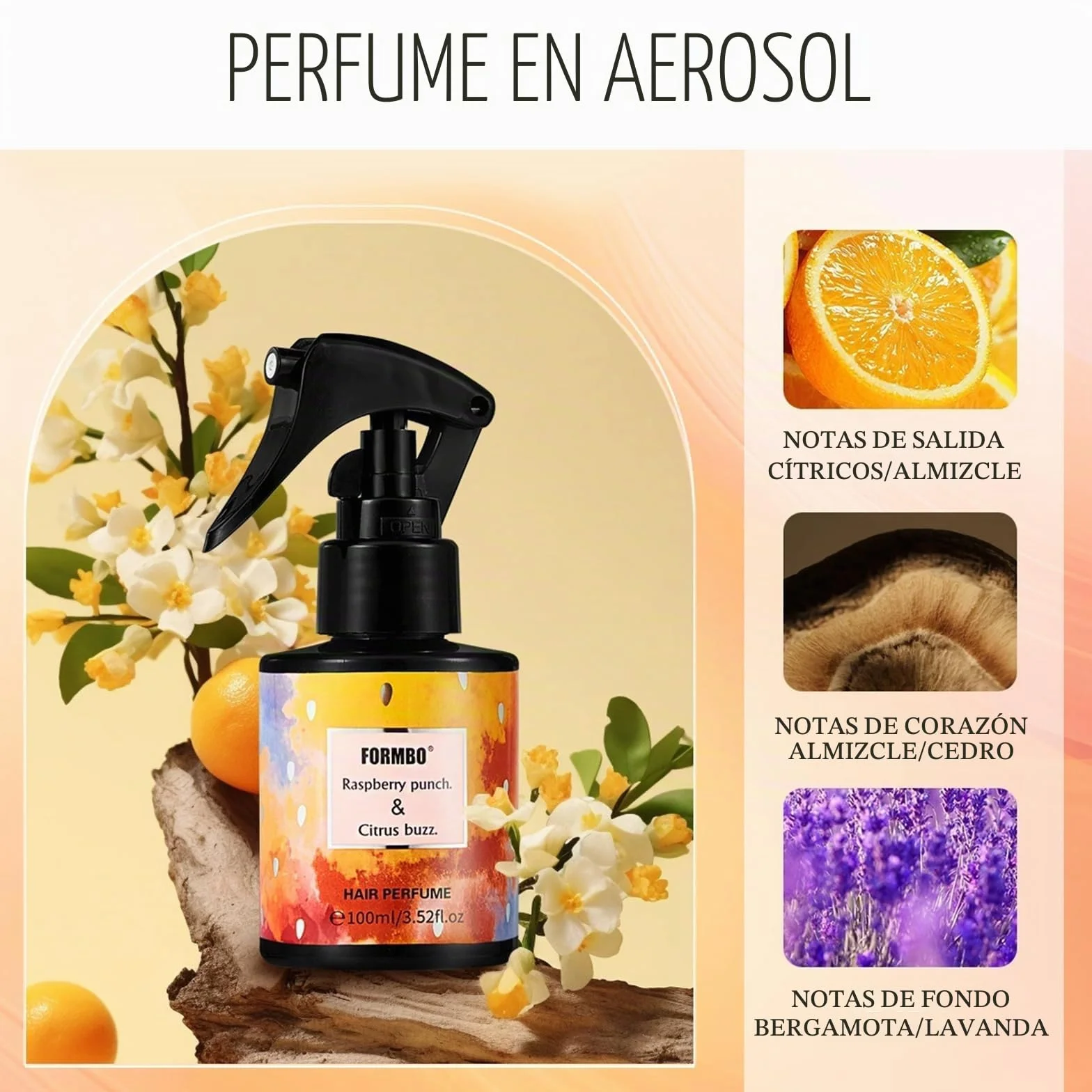 Perfume para el cabello mujer 100 ml Fragancia floral fresca duradera Antiencrespamiento Antiestático