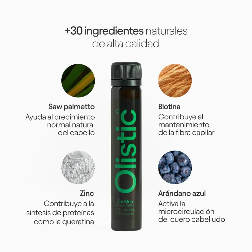 Olistic MEN Complemento Alimenticio Anticaída de Cabello 28 Ampollas