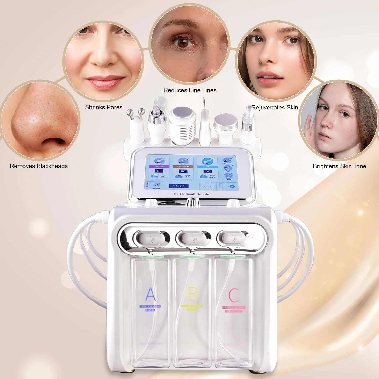 Máquina De Microdermoabrasión De Diamante 7 En 1 | Dispositivo De Hidrodermoabrasión Facial, Exfoliación Facial Para El Cuidado De La Piel En Casa O En Un Salón De Belleza