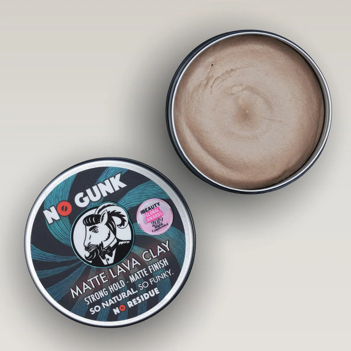 NO GUNK Arcilla Pasta Cera de Peinado Mate 100% Natural Orgánica Fijación Fuerte 50g