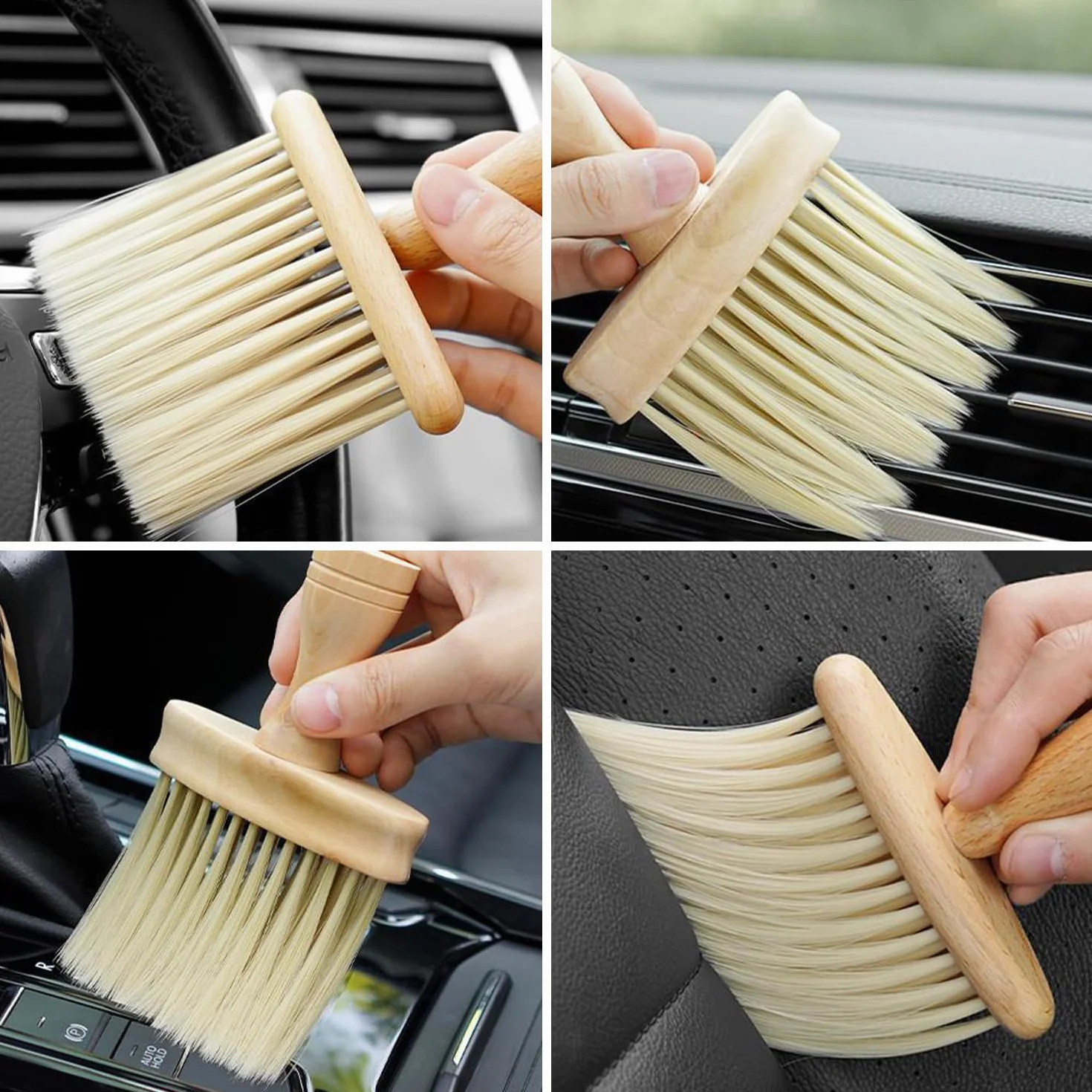 Cepillo Para El Cabello De Madera De Haya, 3 Piezas, Limpiador De Cepillo Para El Cuello, Accesorios Para Cortar El Cabello