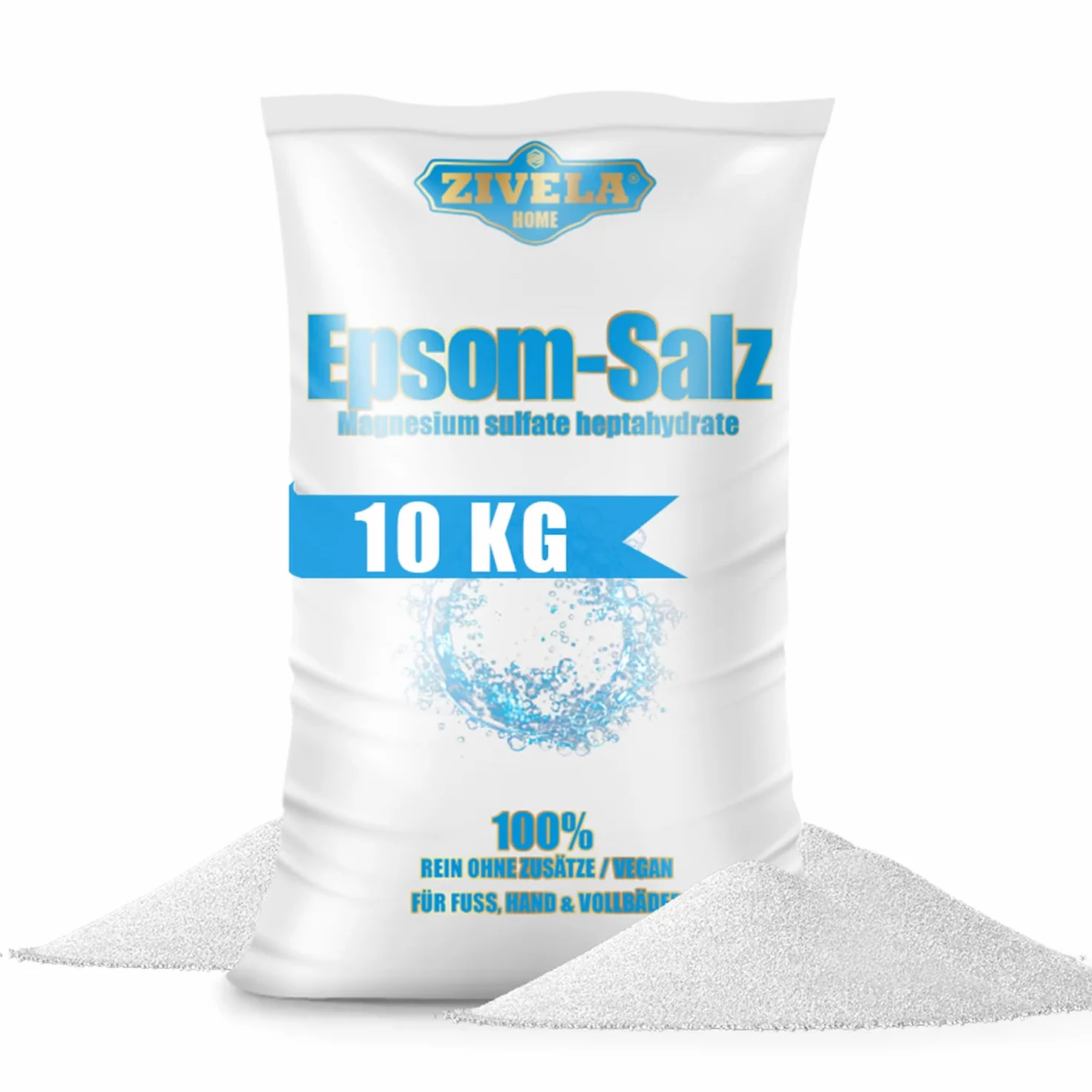 Epsom Sal de baño de 10 kg, 10 kg, Sales de Epsom de Epsom, sulfato de magnesio, calidad farmacéutica, 100% pura, sal natural